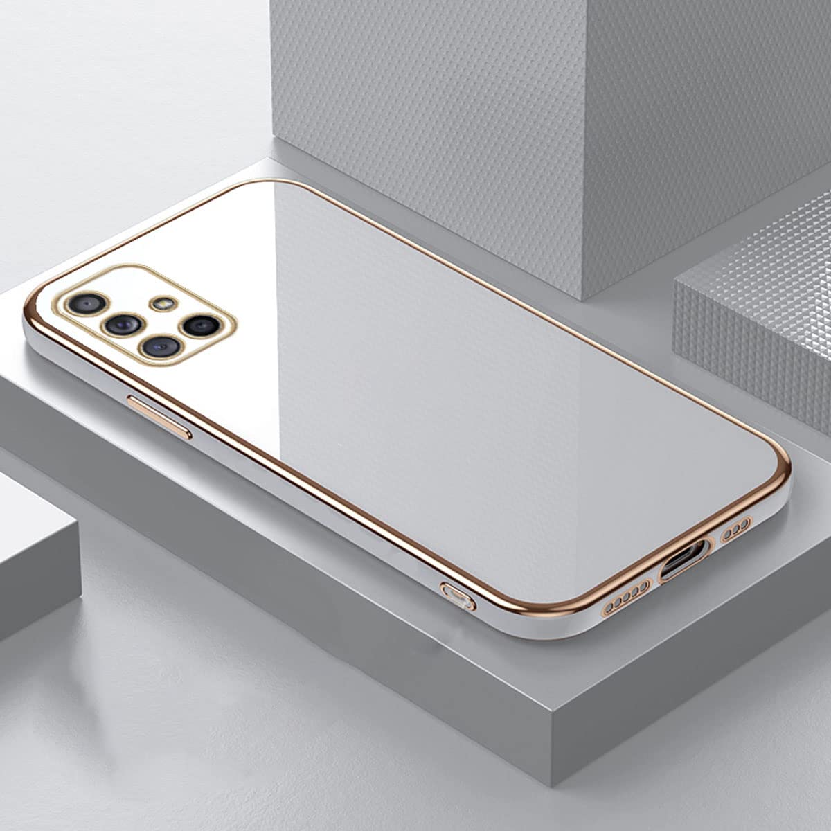 Samsung Galaxy A51 4G Phone Case - Cute Luxury Electroplated TPU Cover with Full Camera Protection & Shockproof Bumper (White) | Perfect for Everyday Use, Travel & Outdoor Activities