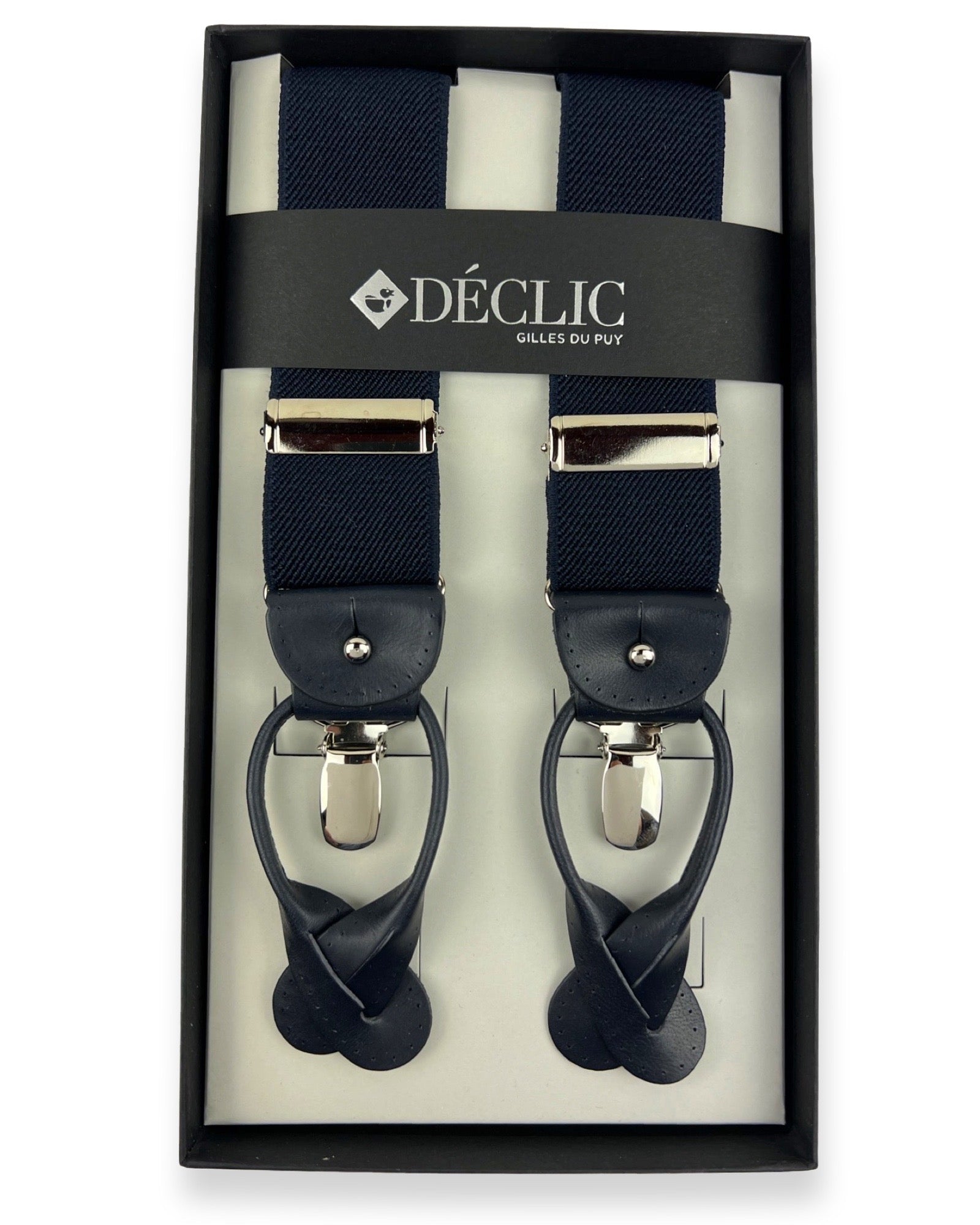 2 in 1 Plain 35mm Navy Braces - Adjustable Suspenders for Men & Women | Perfect for Formal Wear, Office Attire & Vintage Outfits