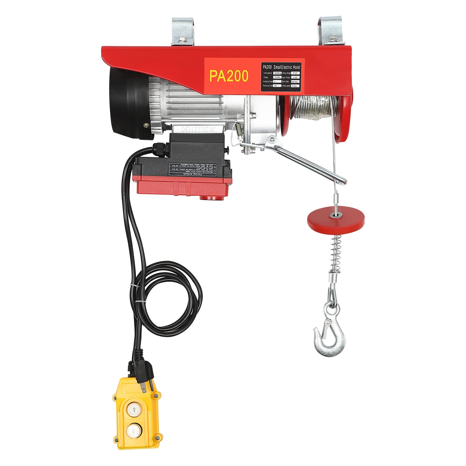 440LBS Electric Hoist with Wireless Remote Control - 510W Steel Electric Winch for Factory, Warehouse & Construction Lifting - Single/Double Slings 110V Electric Lift for Heavy Duty Material Handling