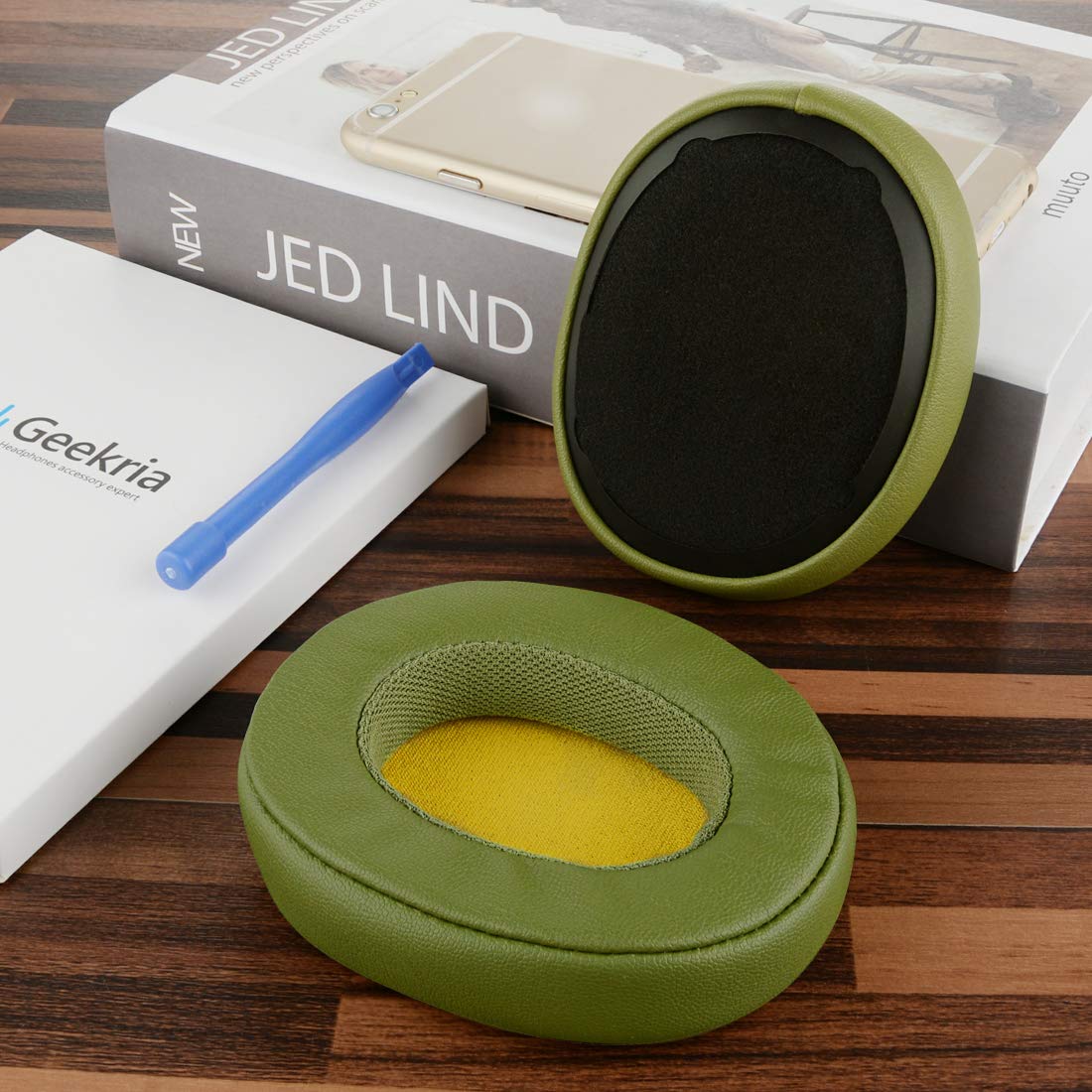 Geekria QuickFit Replacement Ear Pads for Skullcandy Venue Wireless ANC Headphones - Premium Noise Cancelling Earpads Cushions & Ear Cups Cover Repair Parts (Green) - Perfect for Travel, Work & Gaming Comfort