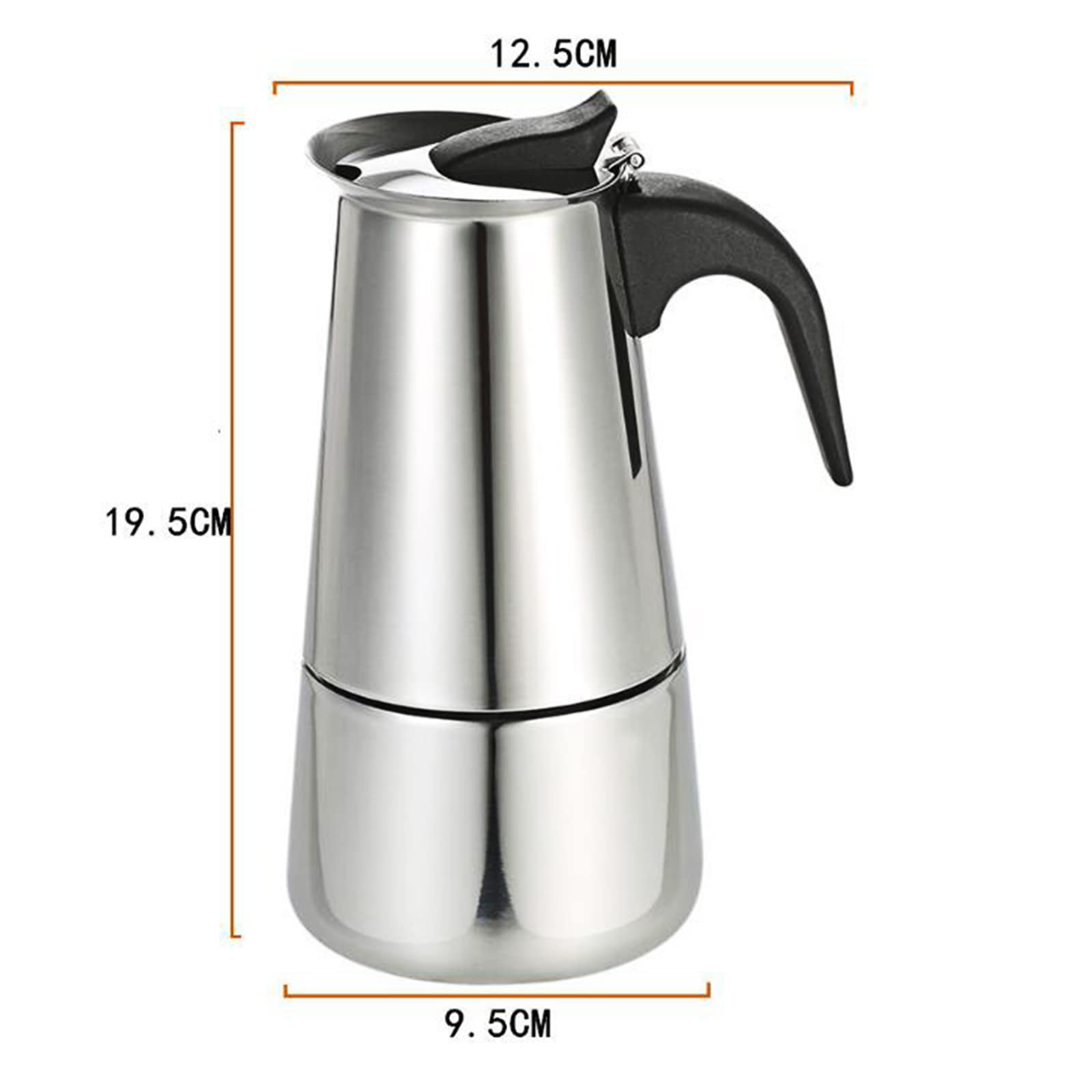 6 Cup Moka Pot for Electric Stove - 300ml Italian Espresso Maker, Stainless Steel Stovetop Coffee Brewer (110V) - Perfect for Home, Office & Camping Coffee Brewing
