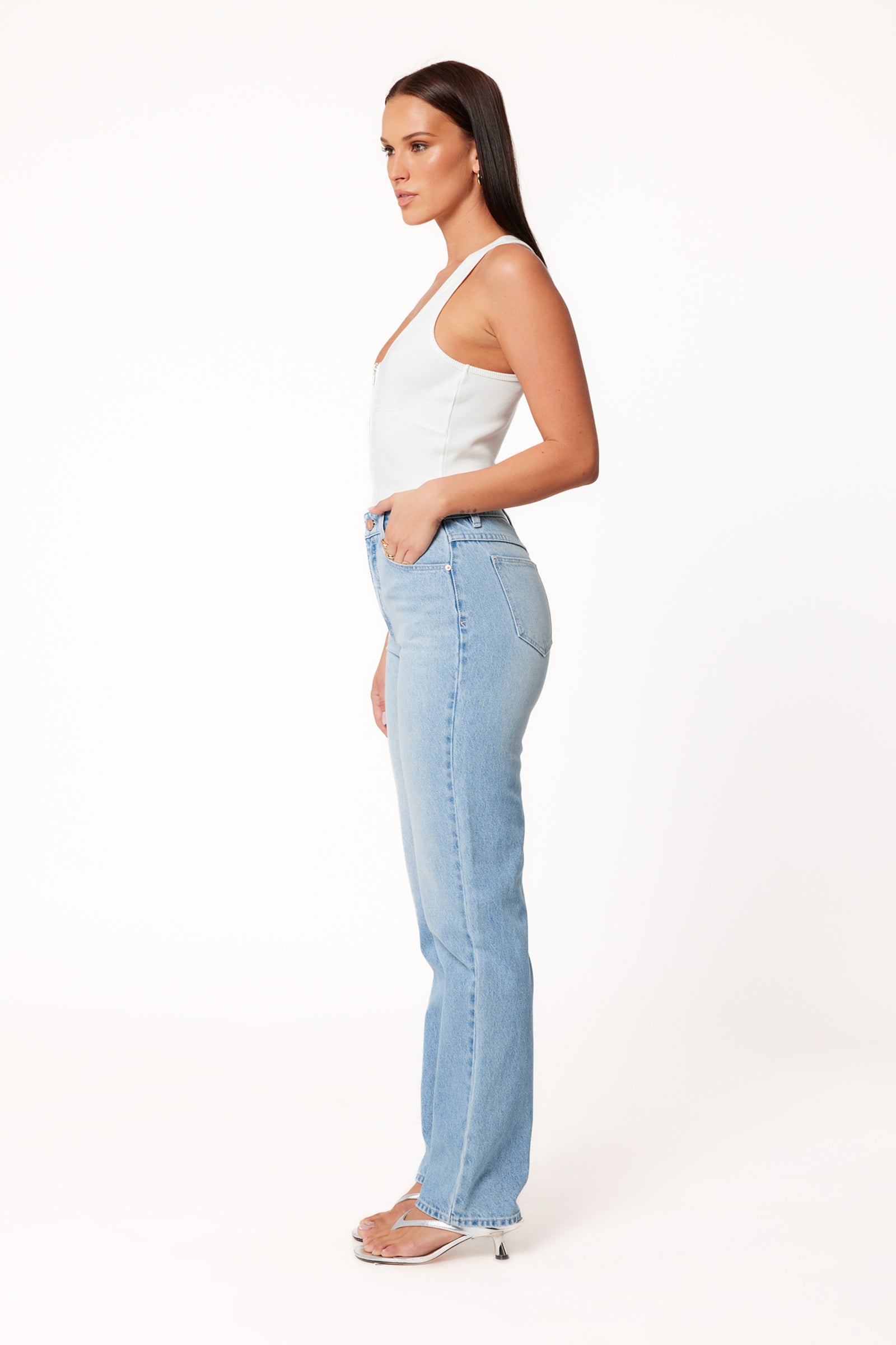 Abrand 94 Straight Jeans for Women - High Waist Slim Fit Denim Pants - Classic Blue Stretch Jeans for Casual Wear, Office & Date Night