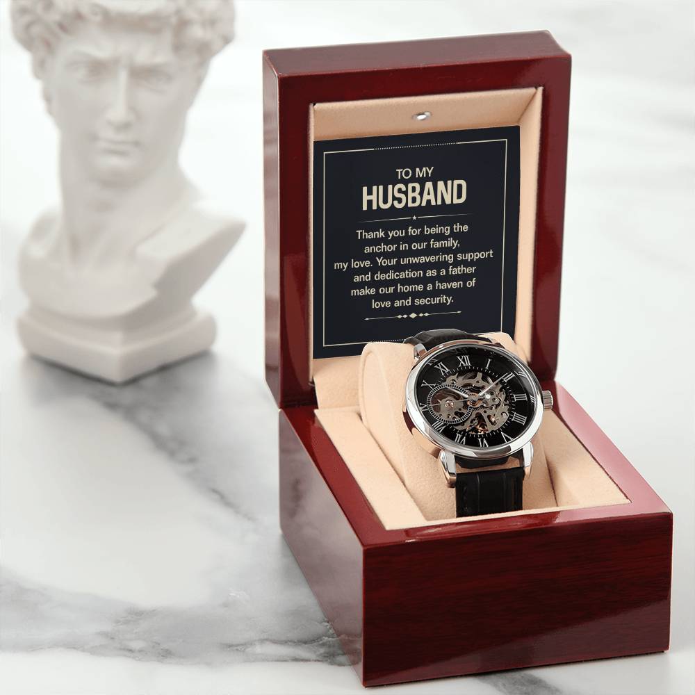 Elegant Openwork Watch for Men - Perfect Gift for Husband from Wife - Ideal for Anniversaries, Birthdays & Special Occasions
