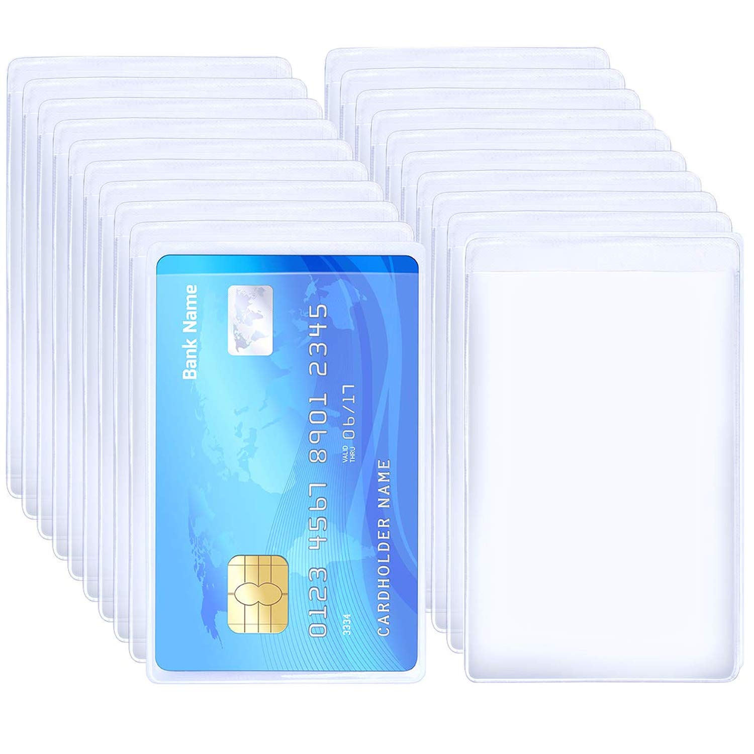 BronaGrand 20 Pack Clear Vertical ID Card Holders & Credit Card Protectors - Premium Business Card Sleeves for Office, Wallet Organizer, and Travel Essentials