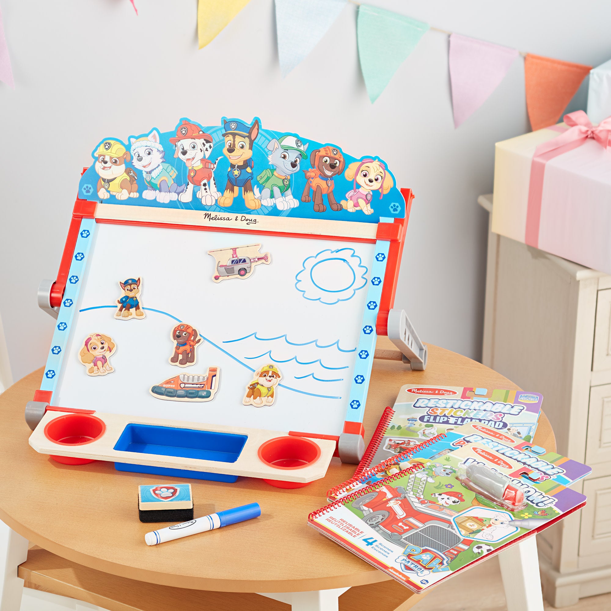 PAW Patrol Wooden Tabletop Art Center for Kids - Creative Drawing & Coloring Activity Desk with Storage | Perfect for Home, Classroom & Playroom
