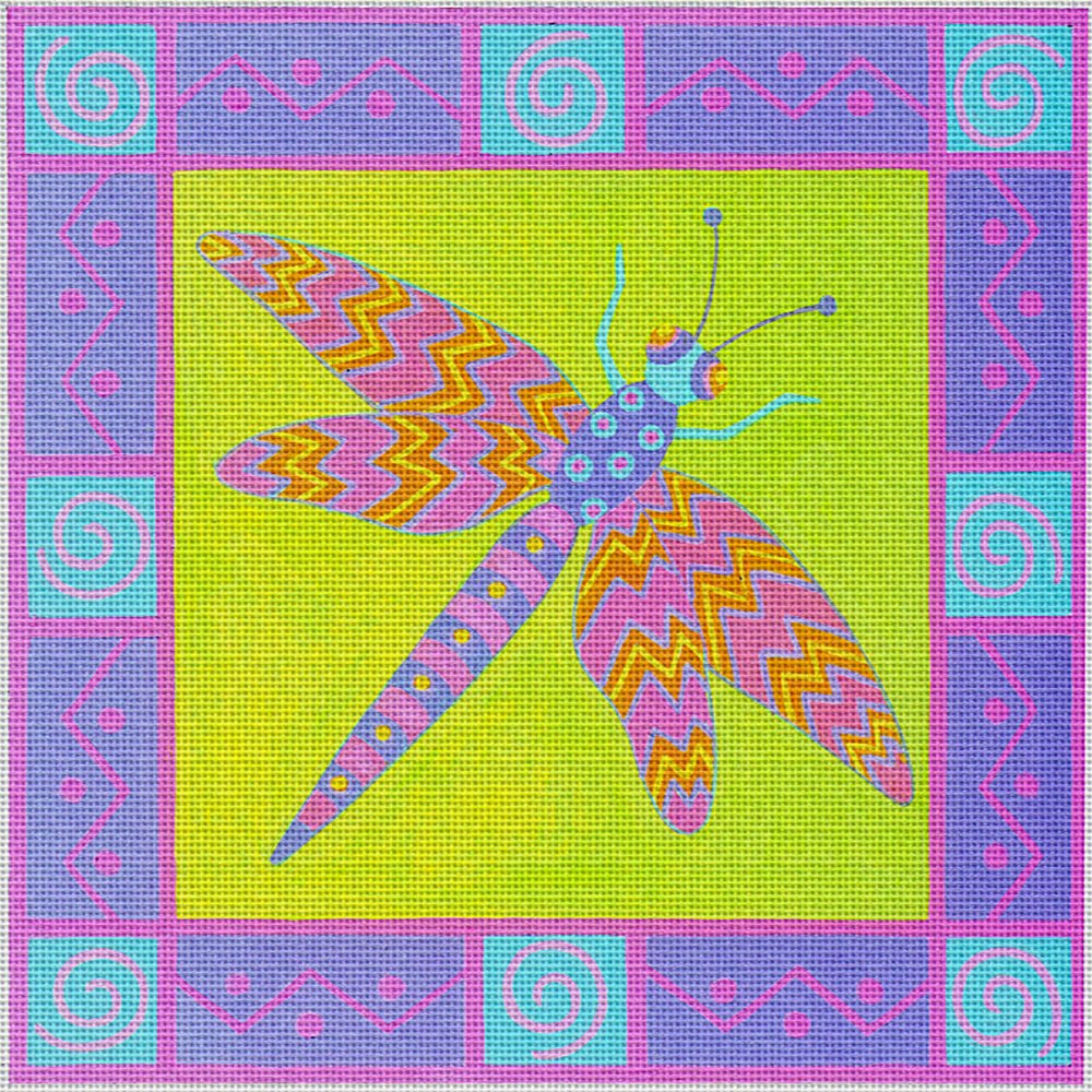 Dragonfly Needlepoint Kit for Beginners - Complete Embroidery Kit with Pattern, Thread & Needle - DIY Handcraft Art Project for Home Decor & Gift Giving