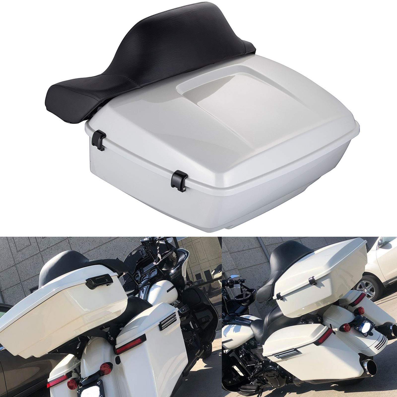 Harley Touring Motorcycle King Tour-Pak Luggage Trunk - Fits 2014+ Models in Bonneville Salt Pearl | Durable Storage for Long Rides & Road Trips