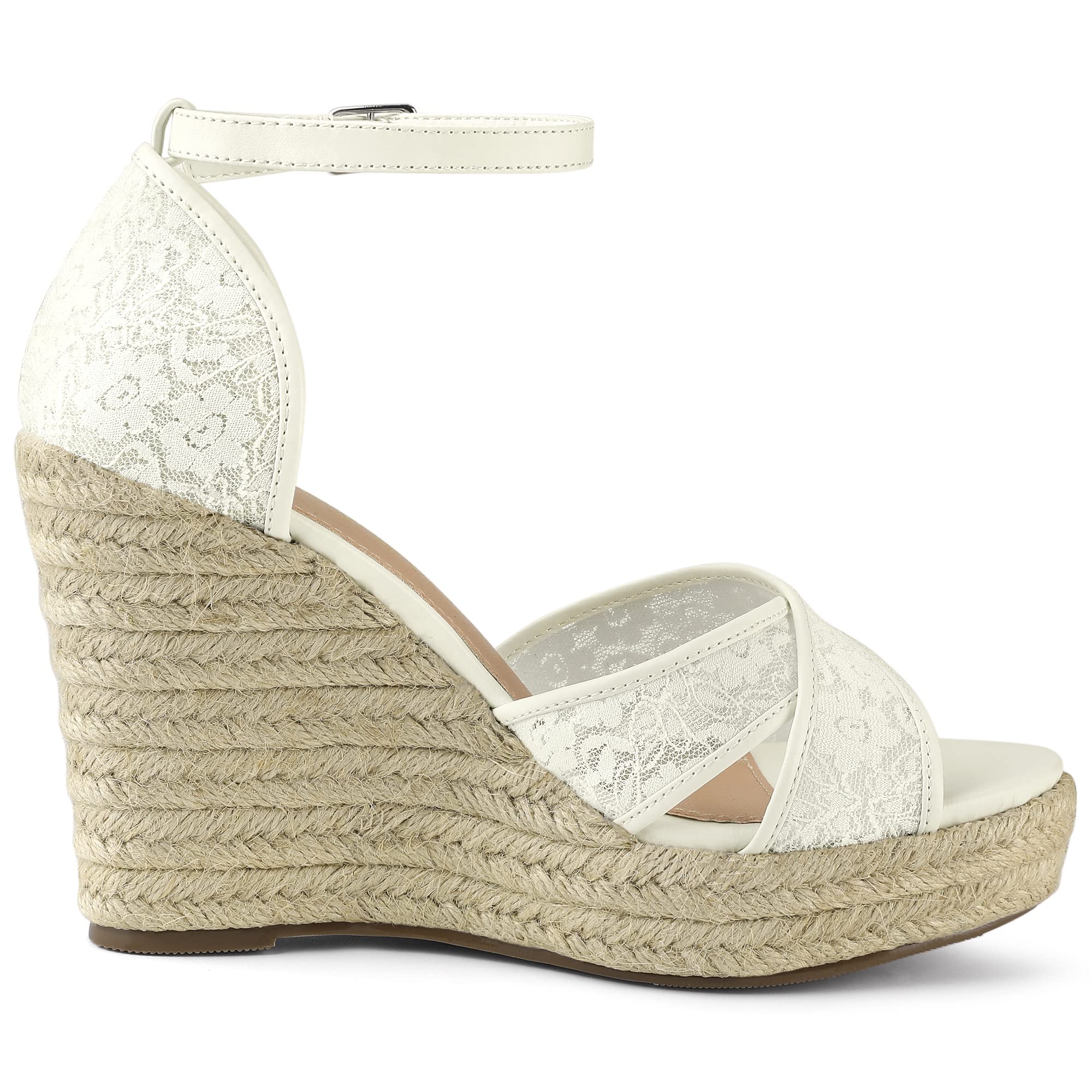 Allegra K Women's Espadrilles Lace-Up Wedge Sandals - Comfortable Summer Casual Shoes for Beach, Vacation & Outdoor Wear