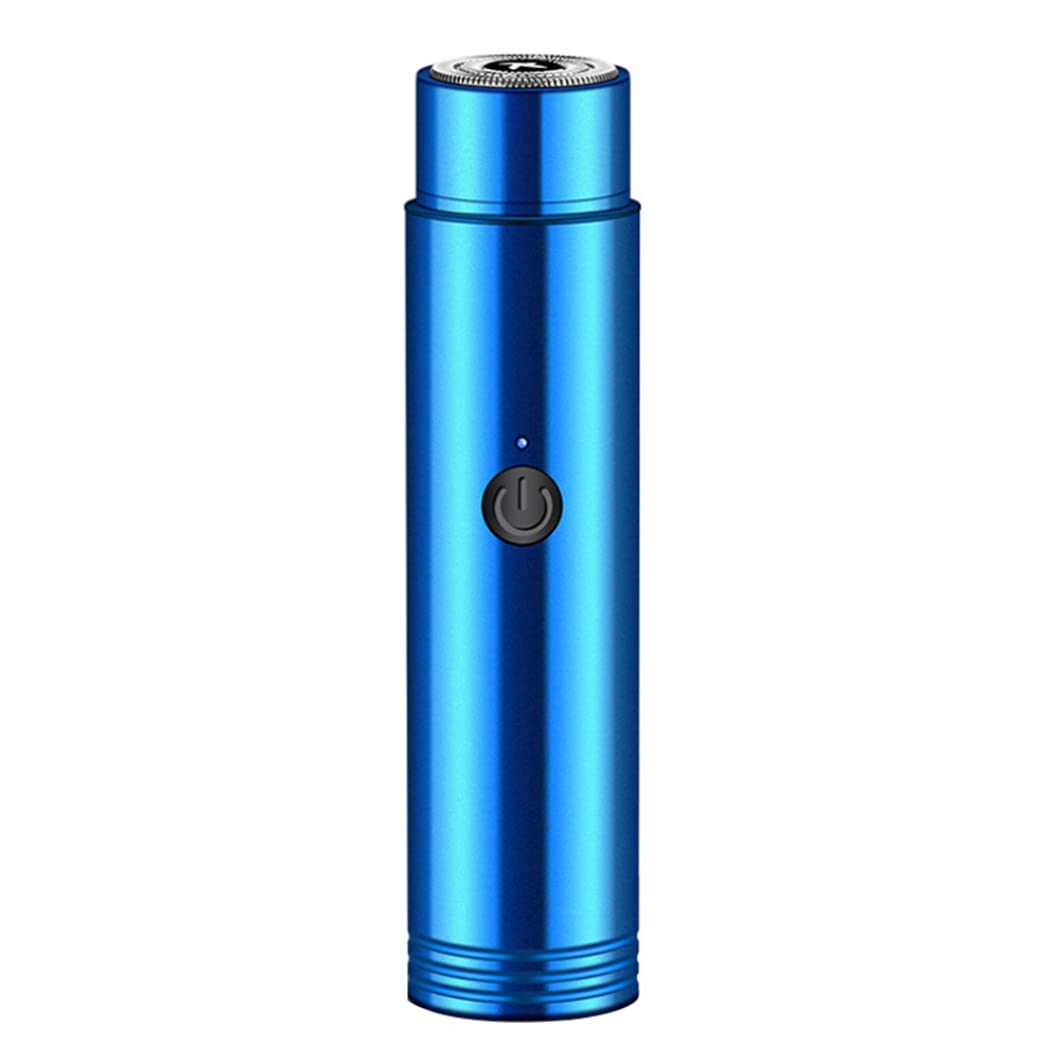 Mini Electric Shaver for Men - Portable USB Rechargeable Wet/Dry Rotary Shaver for Travel & Car Use - Blue | Perfect for Business Trips, Gym & Daily Grooming