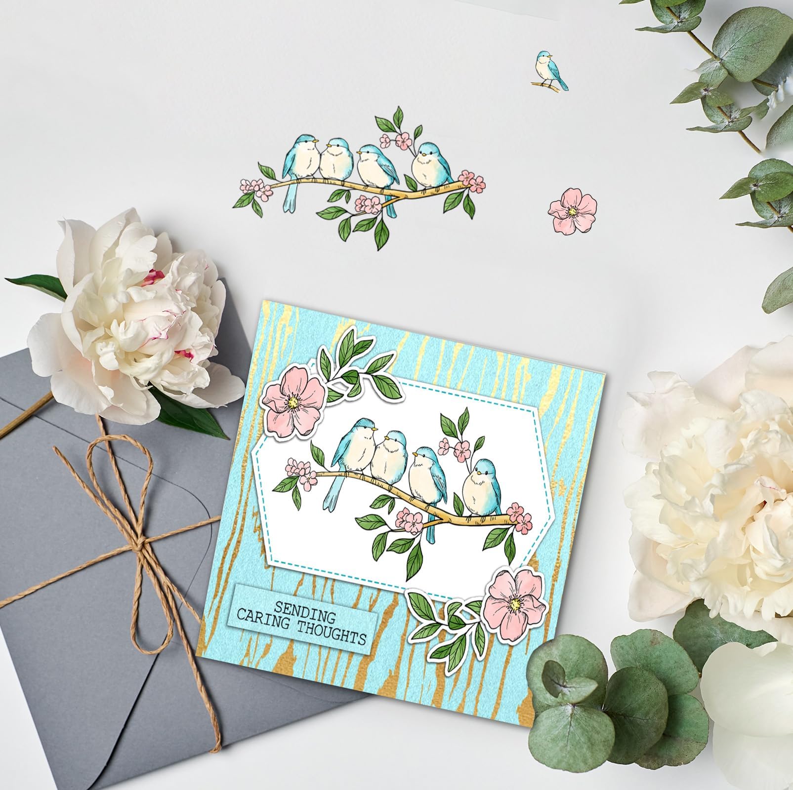 2024-2025 Bird Theme Clear Silicone Stamps and Metal Cutting Dies Set - DIY Scrapbooking, Greeting Cards, Paper Albums for Holidays, Birthdays & Home Decor | Perfect for Crafting, Card Making and Gift Wrapping Projects