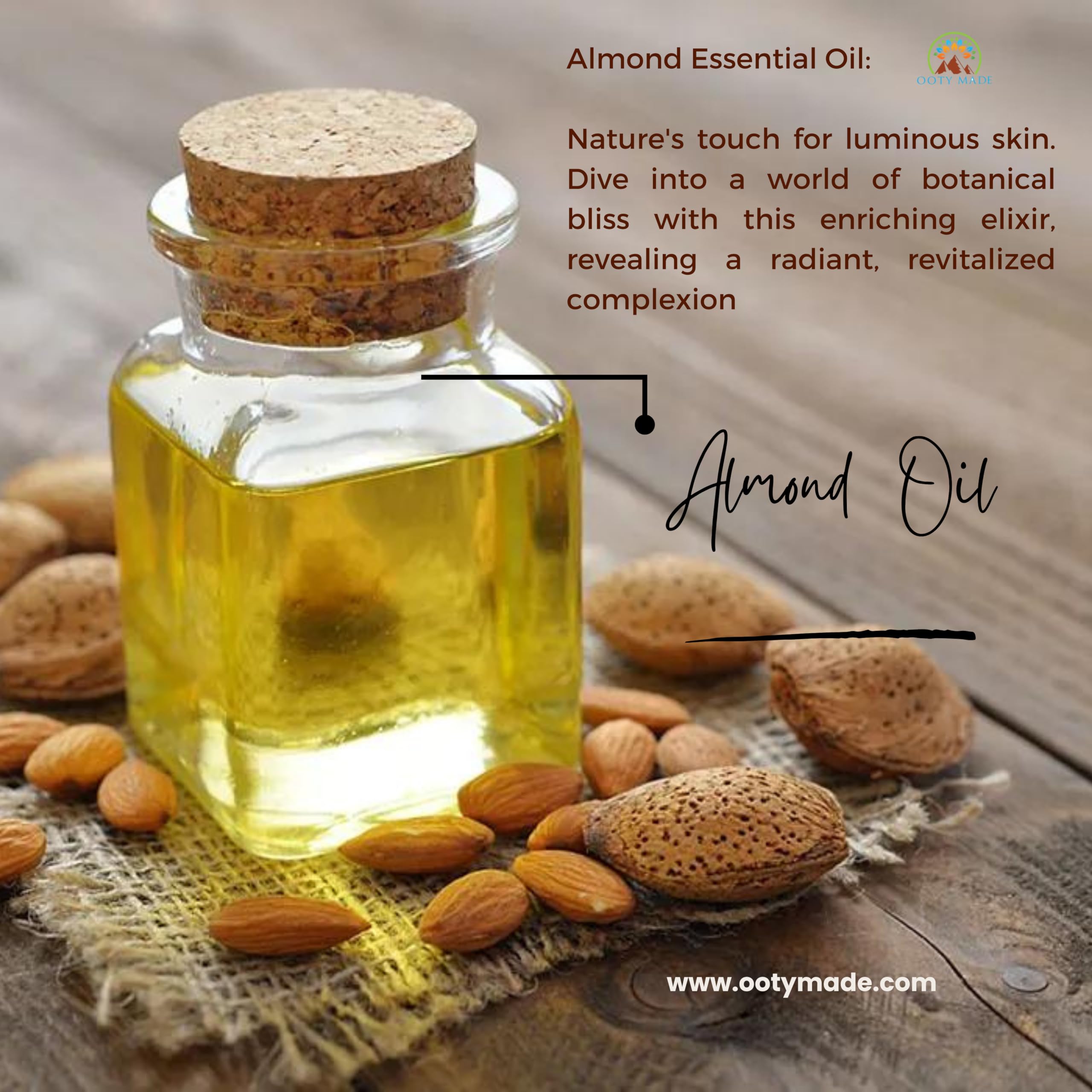 Pure Almond Oil for Hair Growth & Skin Care - 100% Natural, Cold Pressed (100ml) | Promotes Healthy Hair & Glowing Skin | Perfect for Massage, Aromatherapy & DIY Beauty Treatments