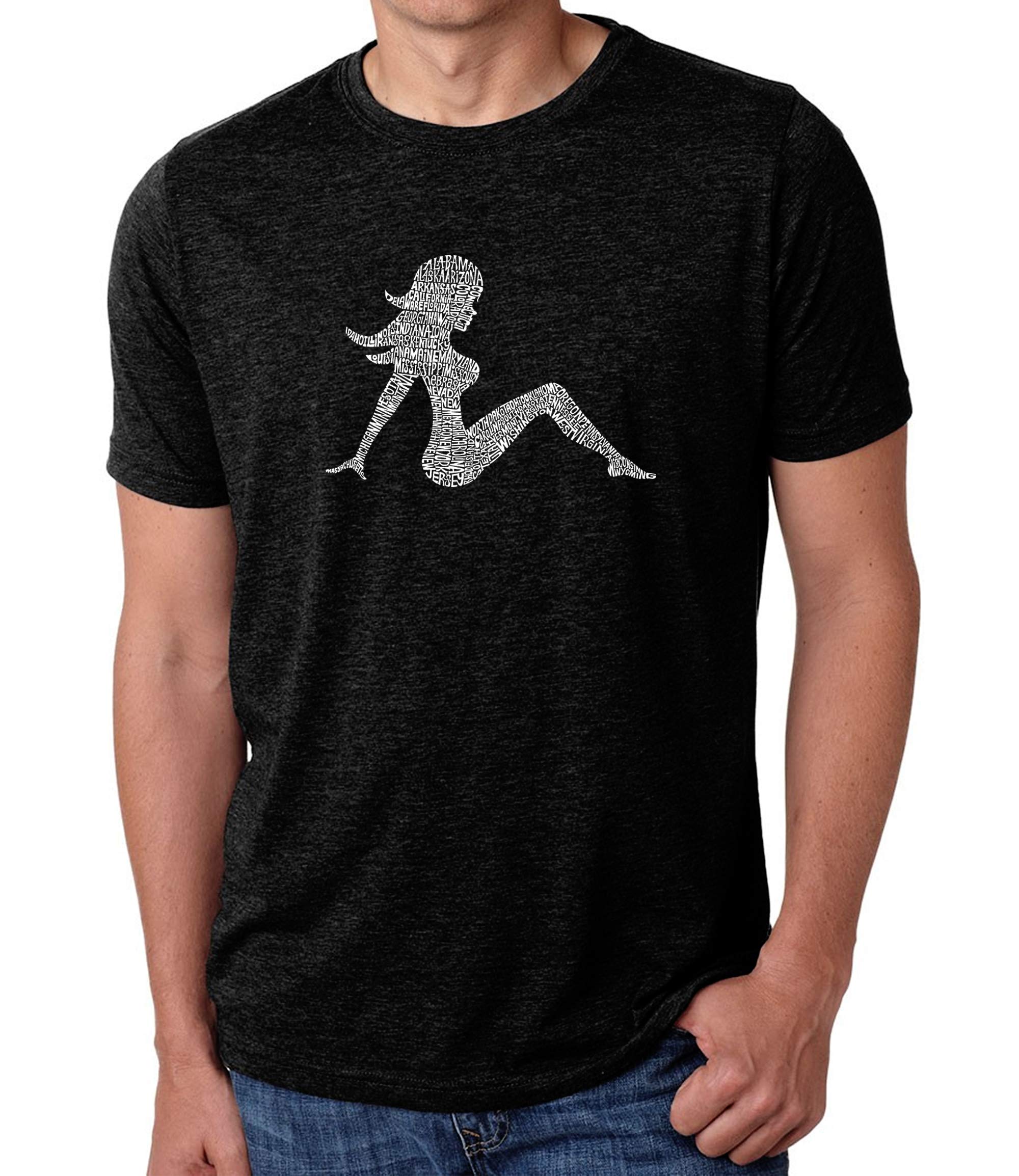 LA POP ART Men's Premium Blend Word Art T-Shirt - Mudflap Girl Design | Comfortable Cotton Tee for Casual Wear & Street Style | Perfect for Everyday Outfits, Parties, and Gifts