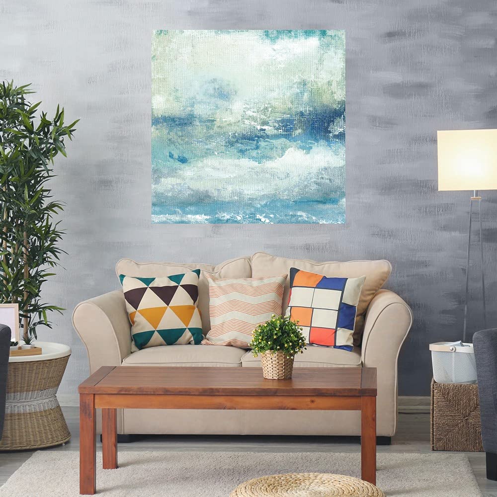 Topaz Cloudscape Canvas Wall Art - 22x22 Inch Hand-Painted Fine Art Print by Janet Tava - Ready to Hang Home Decor for Living Room, Bedroom, Office & More - Perfect for Modern, Coastal & Boho Interior Design Styles