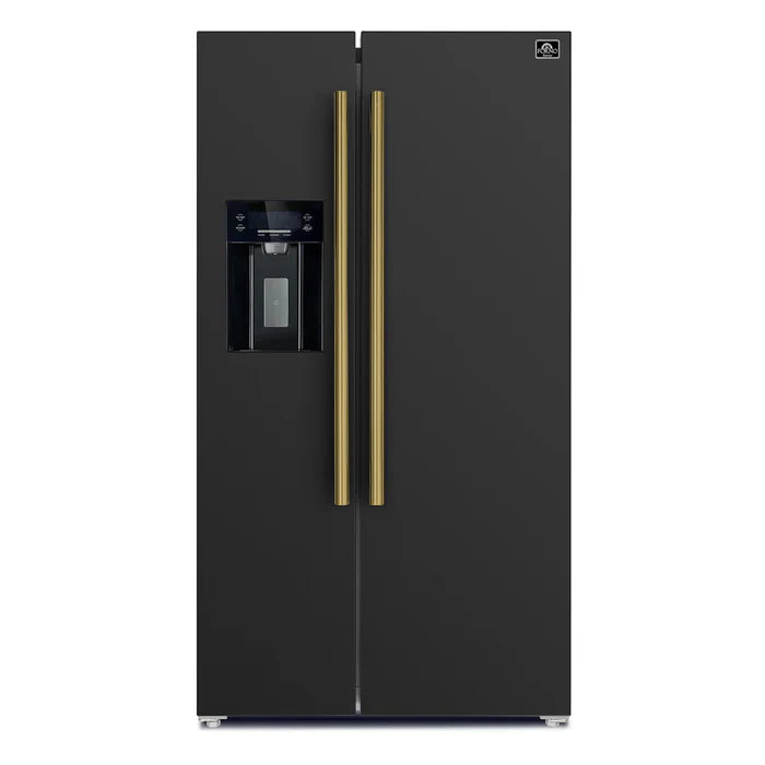 Forno Espresso Salerno 36 Inch 20 cu.ft Side by Side Refrigerator with Water Dispenser - Energy Efficient Stainless Steel Fridge for Kitchen, Office, or Restaurant (Model FFRBI1844)
