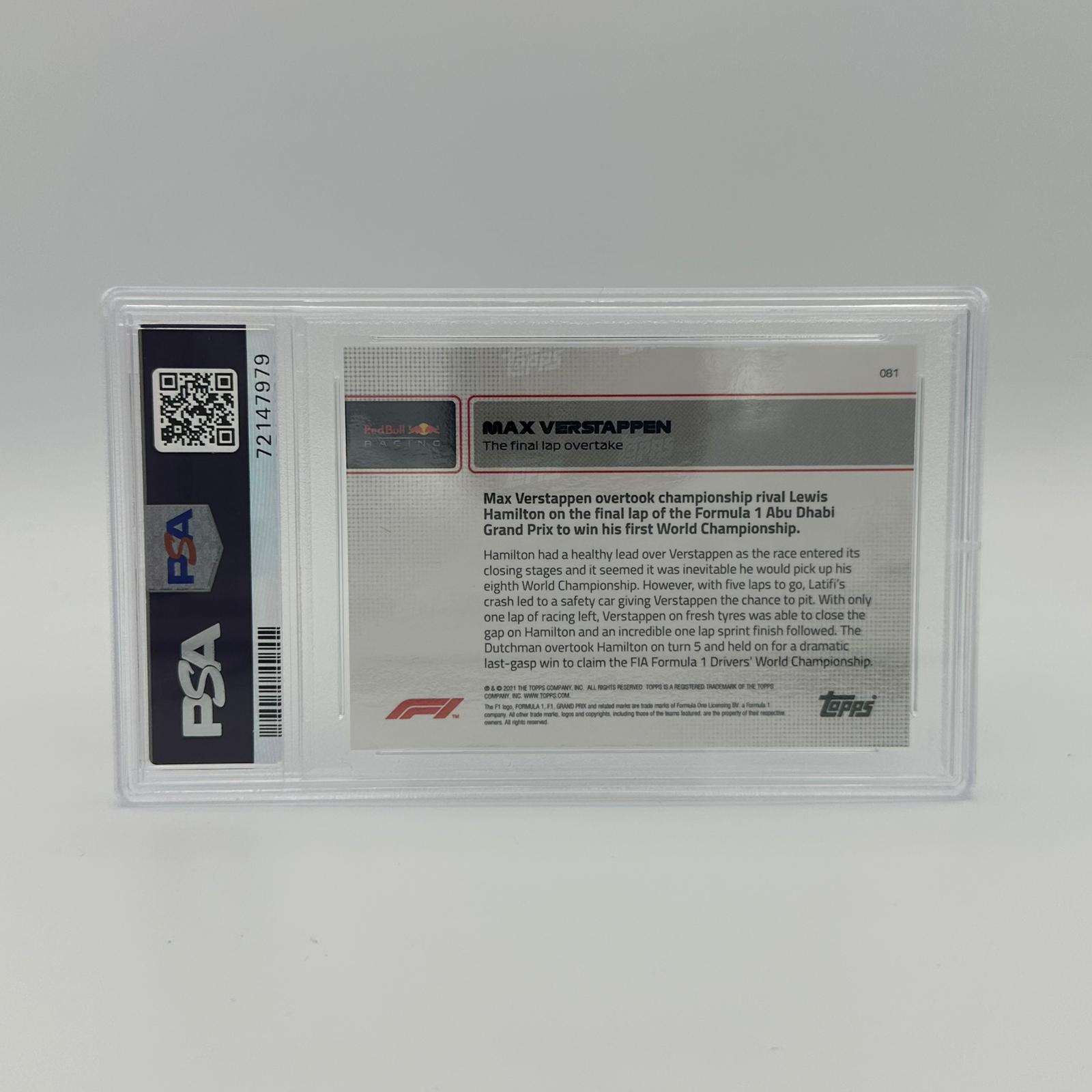 PSA 8 Graded 75/99 The Final Lap Overtake #81 - Rare Racing Card for Collectors & Sports Memorabilia Enthusiasts (Perfect for Display, Trading & Investment)