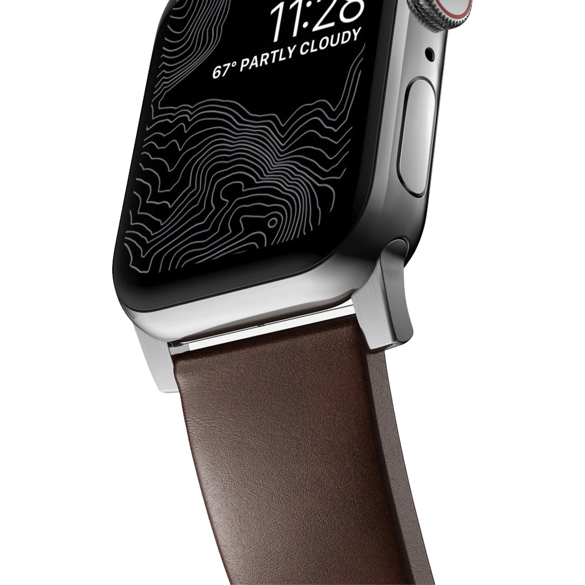 Nomad Modern Leather Band for Apple Watch 40mm/41mm - Silver Hardware & Rustic Brown Horween Leather | Perfect for Business, Casual & Outdoor Activities