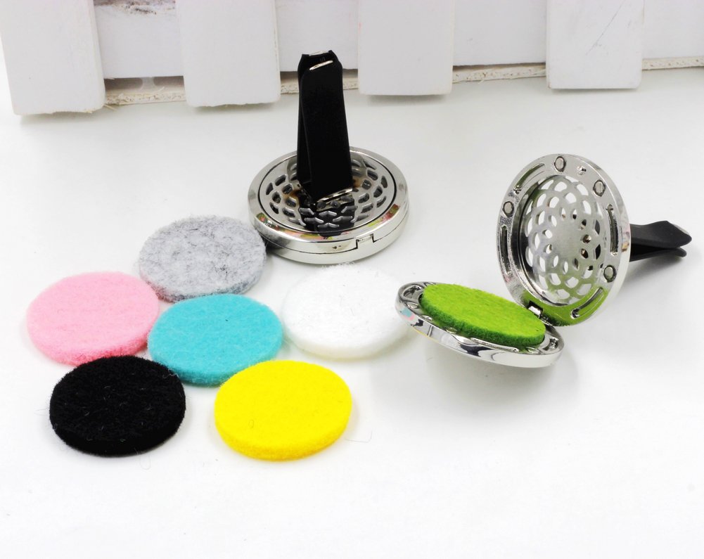 YOYONY Magnetic Car Air Freshener - 6 Colorful Felt Refill Pads with Aromatherapy Essential Oils | Stainless Steel Vent Clip Diffuser & Air Purifier | Perfect Gift for Drivers (Music Notes Design) | Ideal for Road Trips, Commuting & Car Interior Refreshment