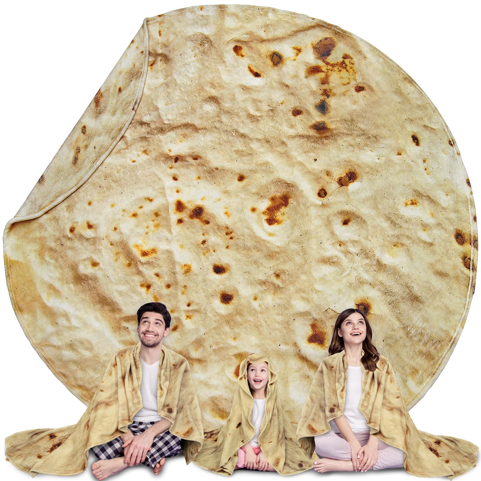 Realistic Tortilla Fleece Blanket - Soft & Cozy Cheese Print Throw for Adults & Kids - 60