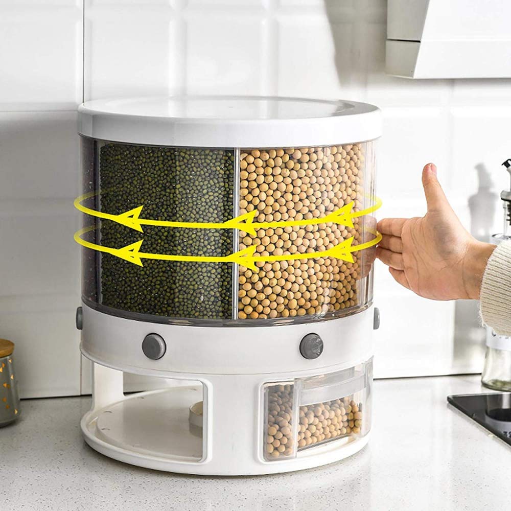 Airtight Rice Storage Container with Automatic Dispenser - 5lb/10lb/20lb Grain Bin for Kitchen, Pantry & Bulk Food Storage | Perfect for Rice, Flour, Sugar & Dry Goods Organization