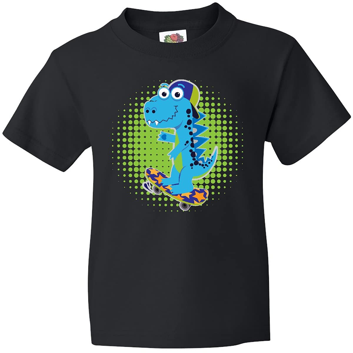 Inktastic Skateboarding Boy Dinosaur Youth T-Shirt - Cool Graphic Tee for Kids & Teens - Perfect for Skate Parks, Birthday Gifts & Casual Wear