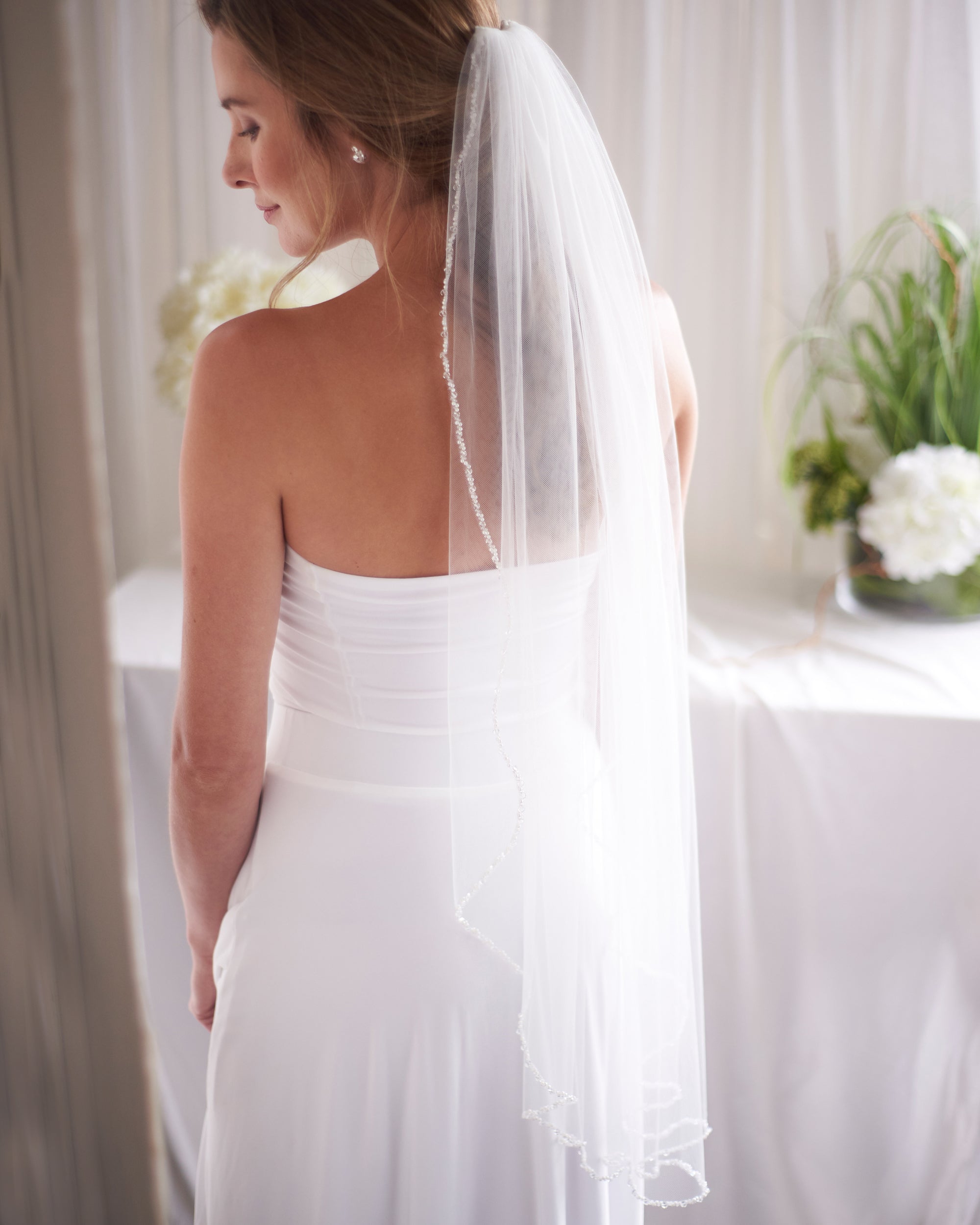 Kylie Crystal & Pearl Veil Wedding Headpiece - Elegant Bridal Hair Accessory for Boho, Beach, and Vintage Weddings