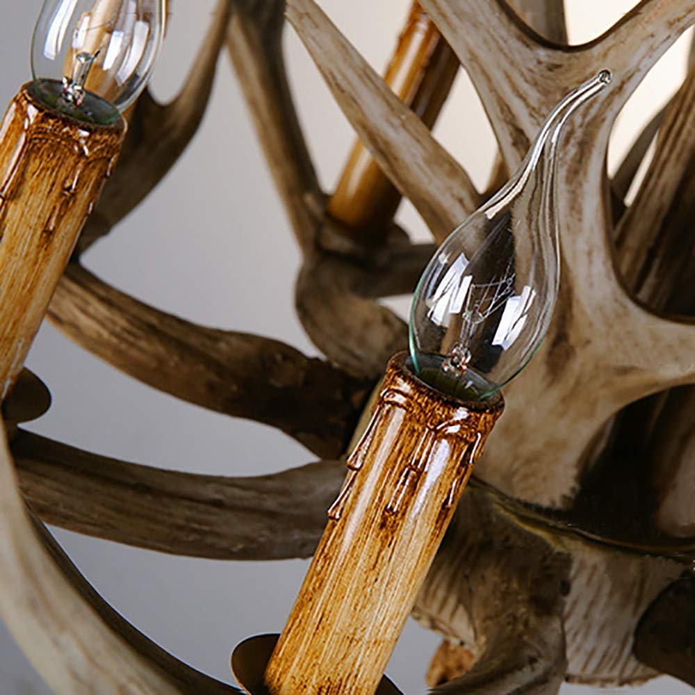 8-Light Deer Horn Antler Chandelier - Rustic Resin Lighting Fixture for Kitchen Island, Dining Room, Foyer & Study | Perfect for Cabin, Lodge & Western Style Home Decor