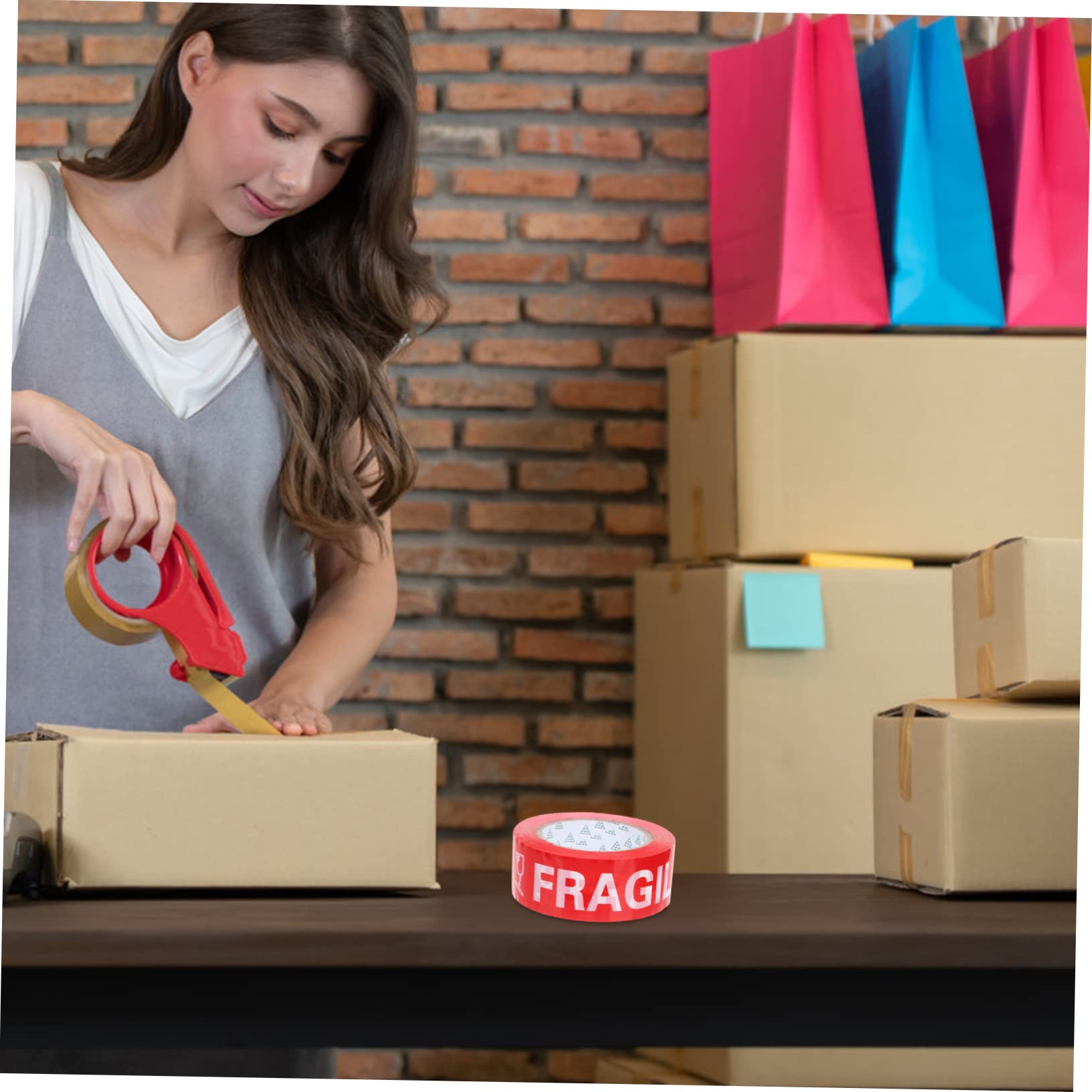 Fragile Warning Packaging Tape - Heavy Duty Sealing Tape with Fragile Labels for Shipping Boxes | Secure & Durable Packing Tape for Moving, Storage & Careful Handling