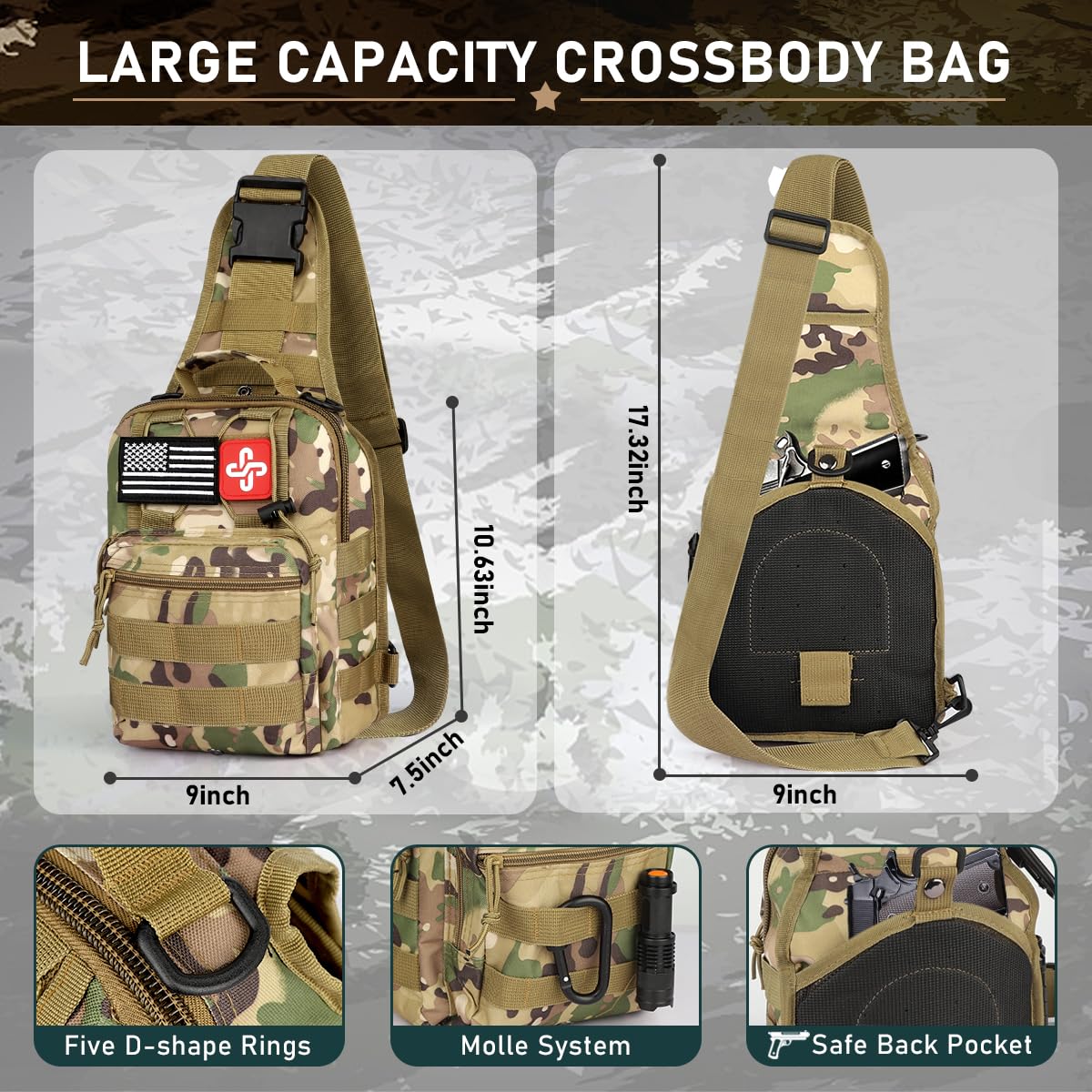 262Pcs Survival Kit with First Aid Kit, Emergency Tent, Camping Axe & Shovel - Portable Crossbody Bug Out Bag for Outdoor Adventures, Hiking, Camping & Emergency Preparedness (Gifts for Men & Women)