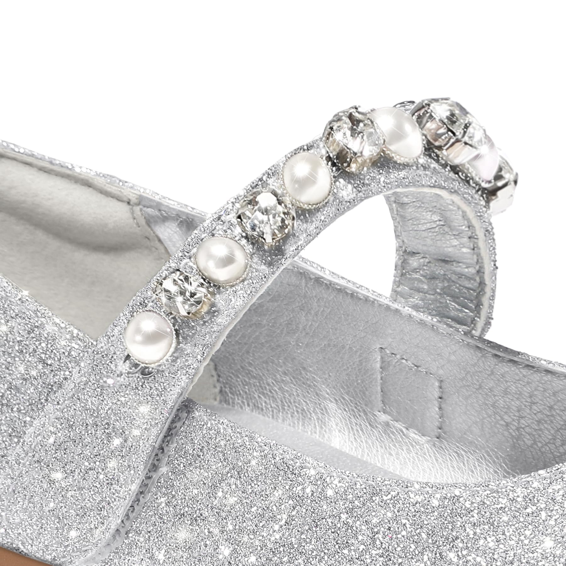 **KomForme Girls Ballet Flats with Pearl Rhinestones - Mary Jane Slip-On Shoes for Toddler/Little Kid/Big Kid - Perfect for Party, School, Wedding & Dress Up**
