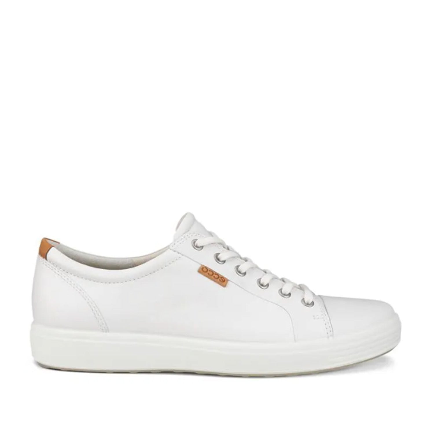 ECCO Men's Soft 7 Sneakers - White Leather Casual Shoes for Walking & Comfort | Perfect for Work, Travel & Everyday Wear