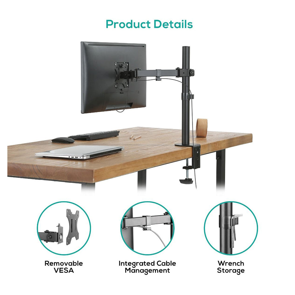 Activiva ErgoLife 13-32 Inch Single Monitor Arm with Double Jointed Adjustable Stand - Perfect for Home Office, Gaming Setup & Workspace Ergonomics