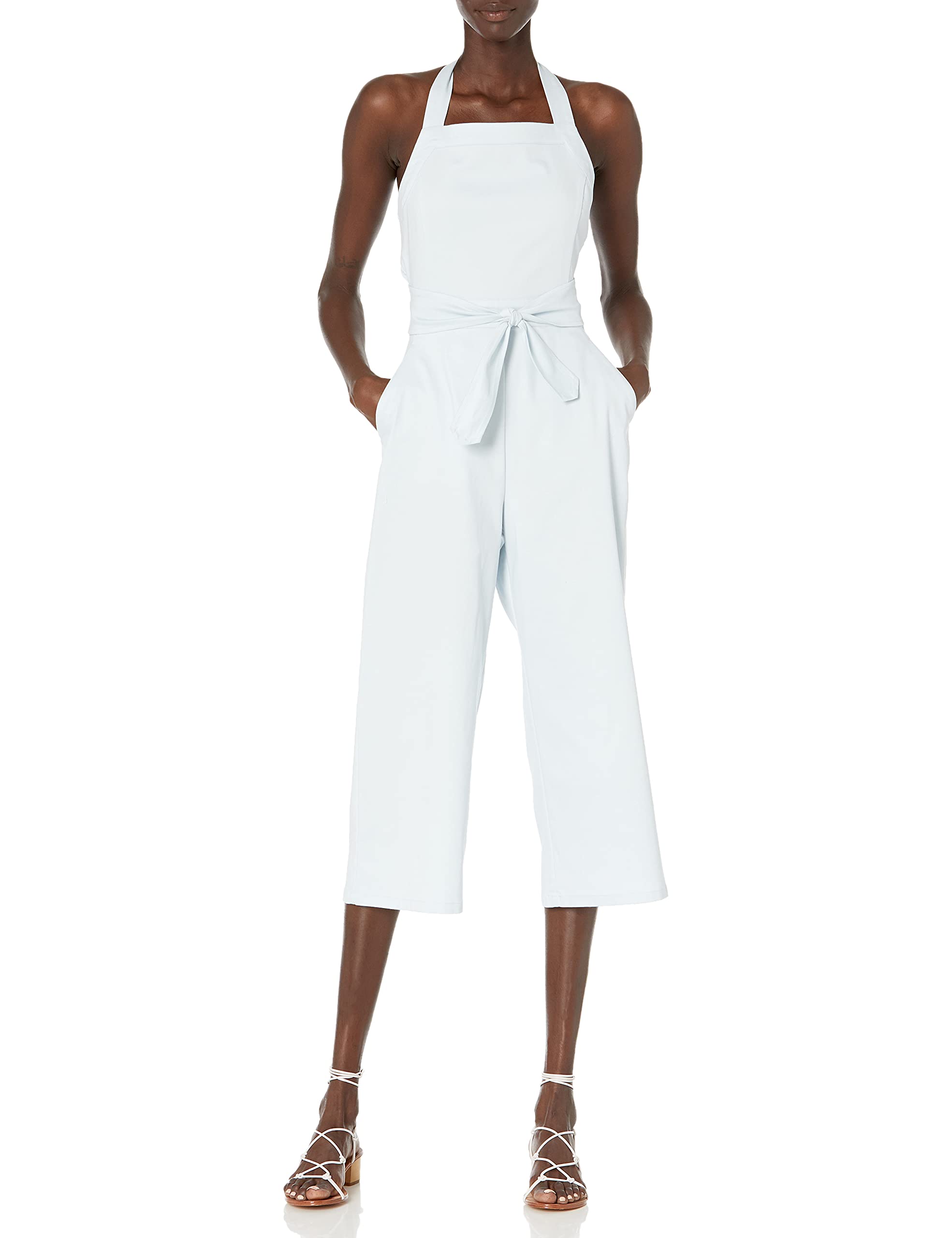 BCBGeneration Women's Halter Neck Tie Back Jumpsuit - Stylish One-Piece Romper for Summer, Beach, and Casual Outings
