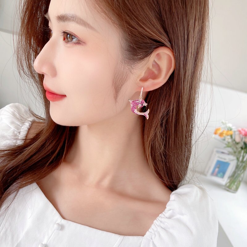 Stylish Cubic Zirconia Dolphin Earrings for Women & Girls - Elegant Crystal Fish Dangle Earrings - Perfect Jewelry Gift for Parties, Beach Vacations & Summer Outfits