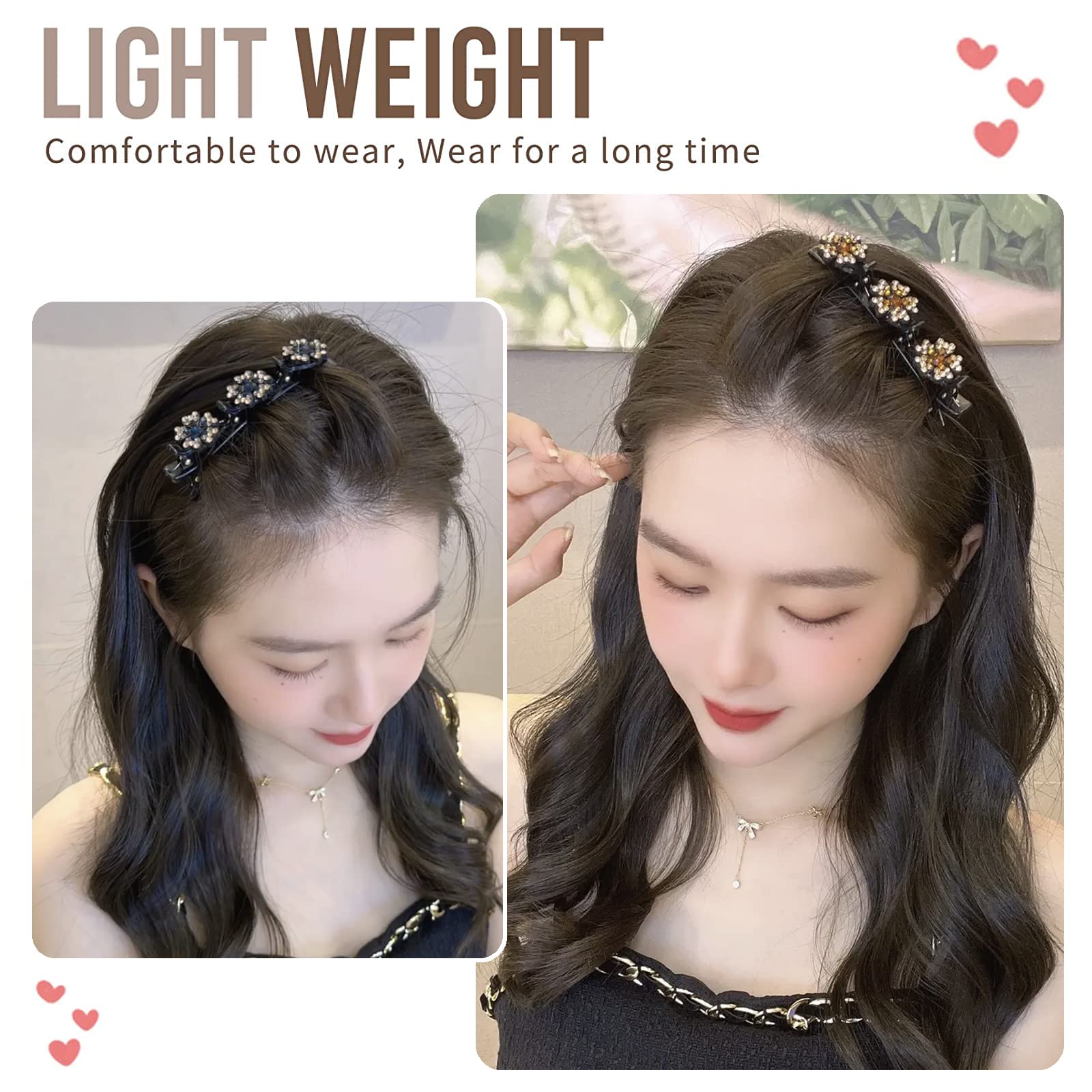 Sparkling Crystal Hair Clips for Women - 8PCS Rhinestone Braided Hair Barrettes, Premium Acrylic Hair Clips Set in Clover & Plum Colors | Perfect for Sectioning, Parties, Weddings & Everyday Styling