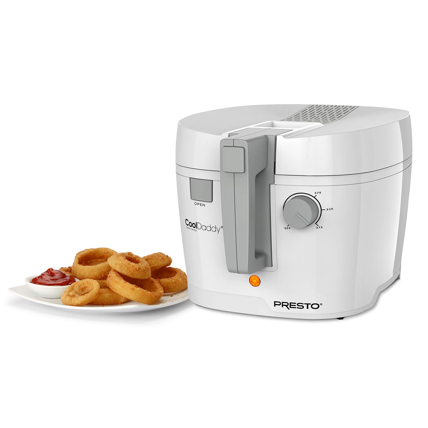 Presto 05443 CoolDaddy Cool-Touch Deep Fryer - White - Safe & Easy Home Cooking for Fried Chicken, French Fries & More