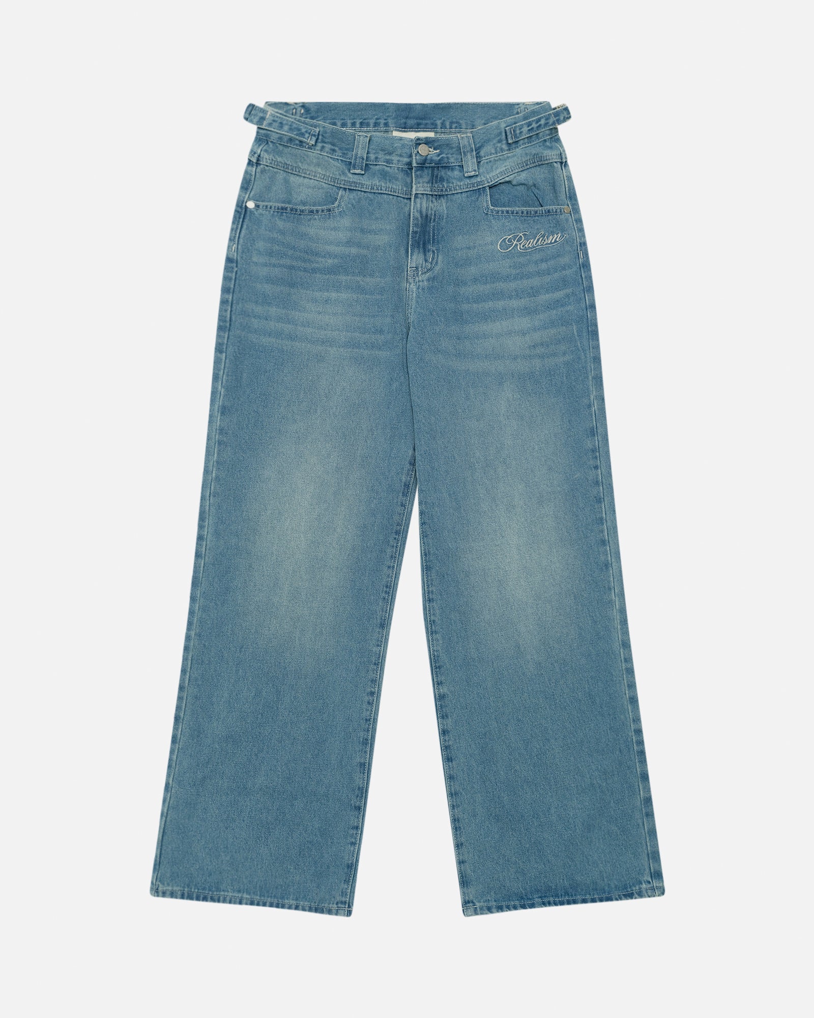 Premium SSS Realism Signature Denim Jeans - Washed Blue Vintage Style for Men & Women | Perfect for Casual Wear, Date Nights & Street Fashion