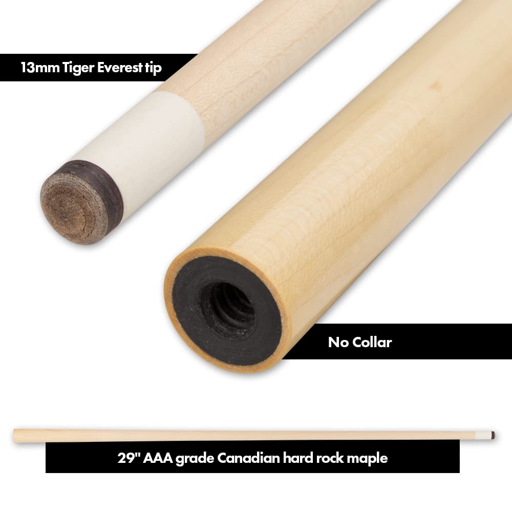 Elite EP33 Pool Cue - Premium Black Stained Maple & Zebrawood Design with Pearle White Diamonds & Black Outline - Perfect for Professional & Recreational Billiards