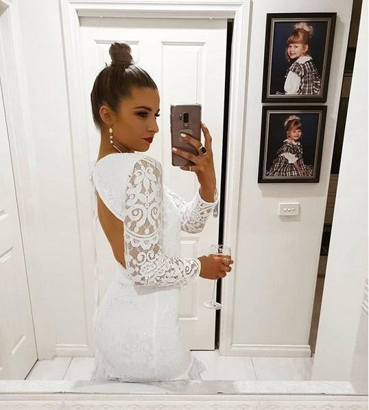 Elegant White Lace Open Back Dress for Women - Summer Boho Chic Maxi Dress - Perfect for Beach Vacation, Date Night & Special Occasions