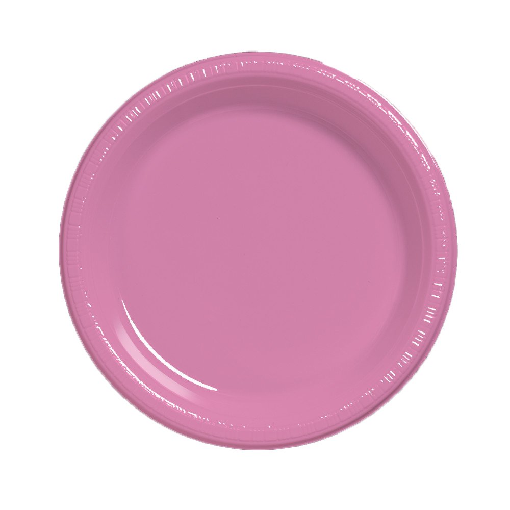 Creative Converting 28304211 Plastic Lunch Plates, Candy Pink - Durable Disposable Plates for Parties, Picnics & BBQs - Perfect for Birthday, Wedding & Holiday Events