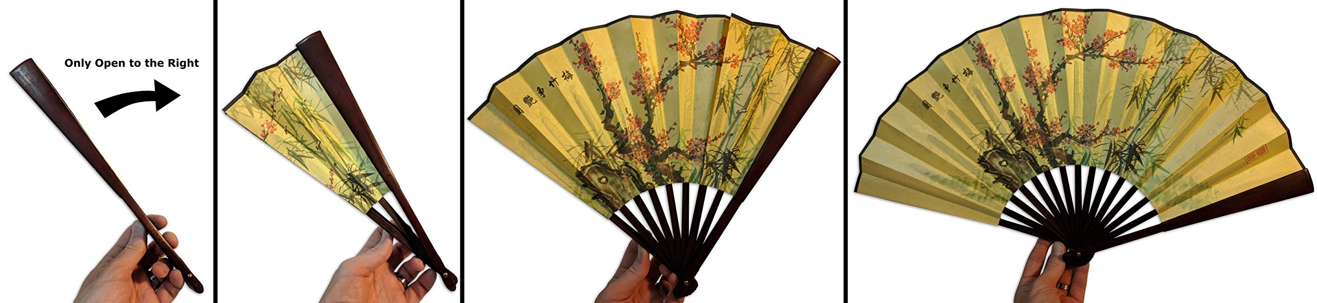 Premium Chinese Folding Hand Fan - Plum Blossom & Bamboo Design - Large Japanese Style Handheld Fan for Women - Perfect for Summer, Weddings, and Home Decor