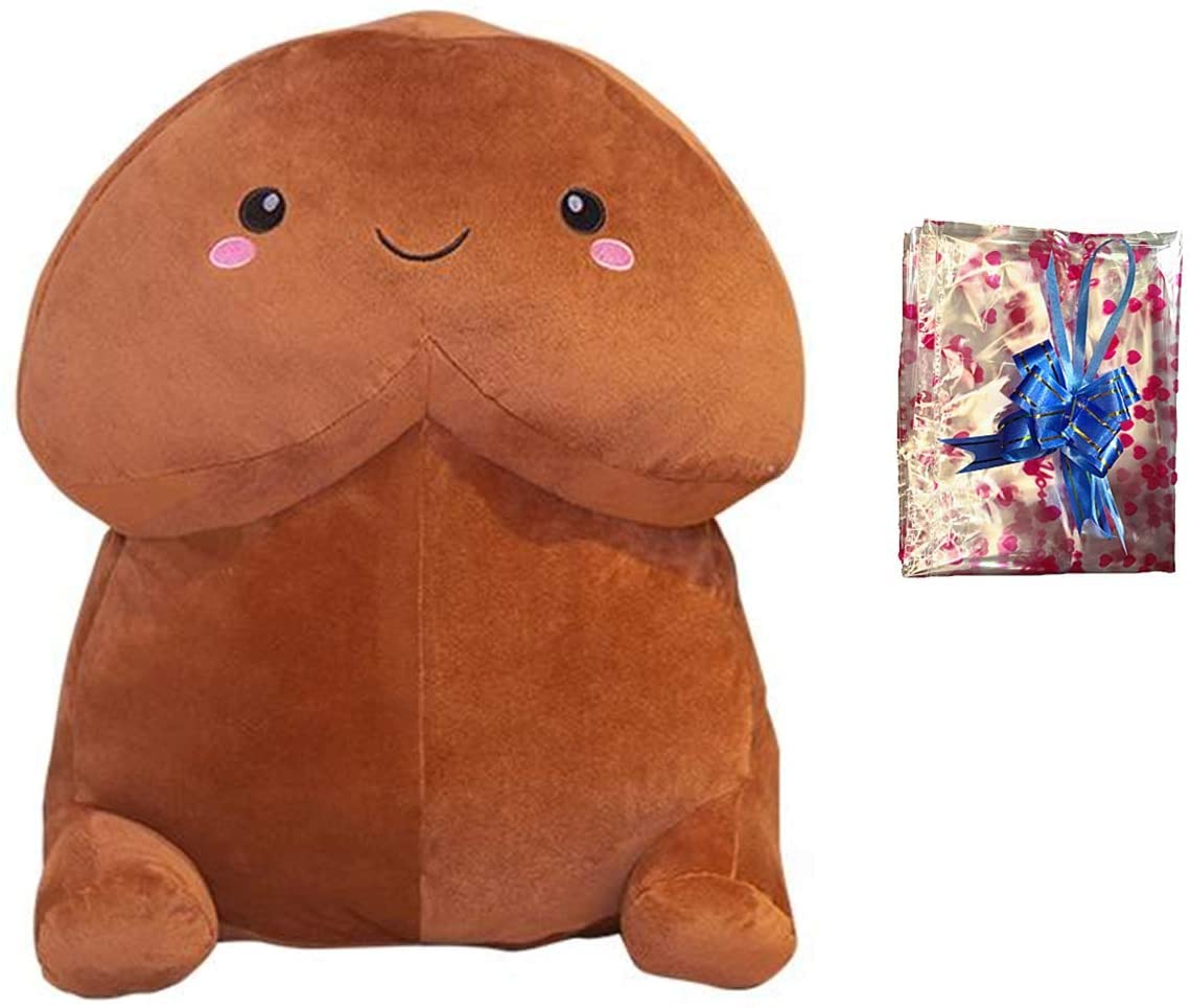 Kawaii Brown Smiley Plush Pillow - 19.68 Inch Cute Stuffed Animal Cushion for Bedroom Decor, Sofa & Kids Room | Soft Hugging Pillow for Anime Lovers & Cozy Home Decor