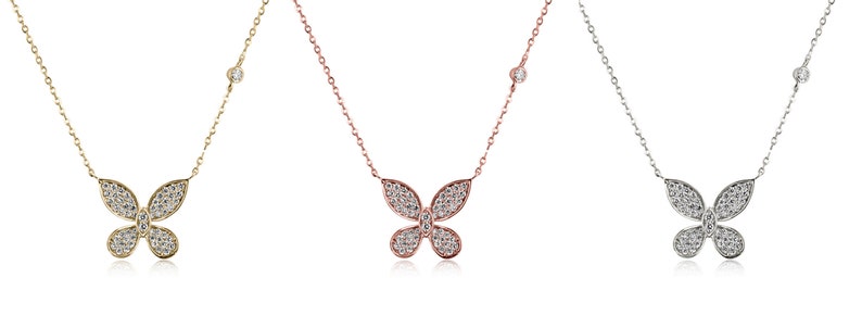0.40tcw 14K Gold Natural Diamond Butterfly Pendant Necklace for Women - Elegant Cable Chain Jewelry Gift for Anniversary, Birthday & Special Occasions
