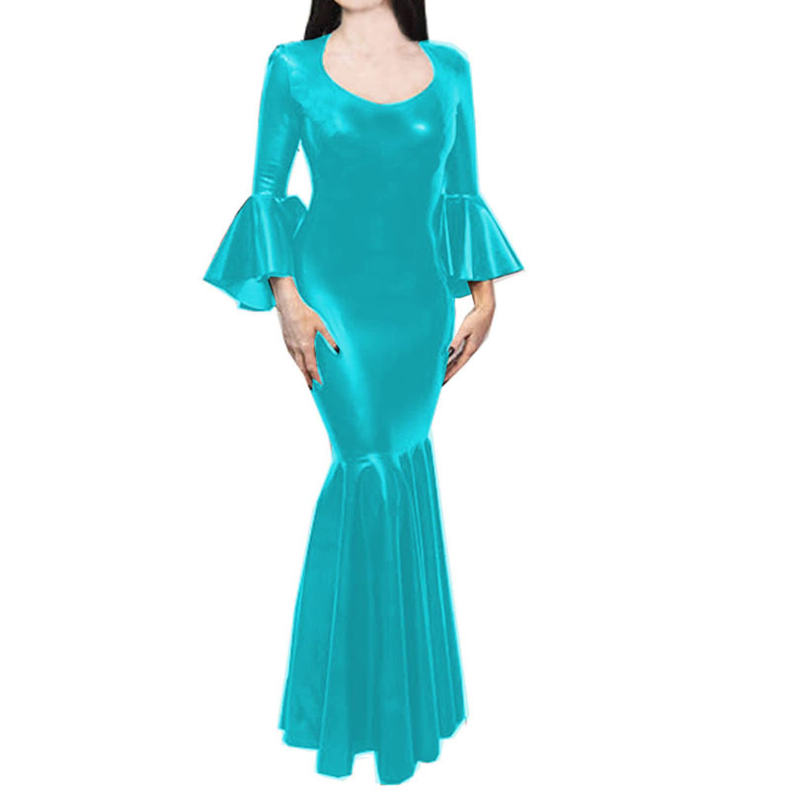 Flare Sleeve O-Neck Fishtail Evening Dress - Sexy Plus Size Bridesmaid Gown for Women | Perfect for Weddings, Parties, Prom & Special Occasions