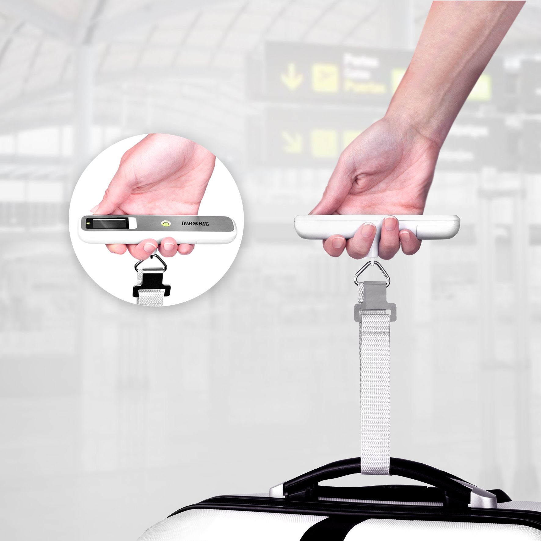 Duronic Digital Luggage Scale LS1019 - 50kg/110lb Capacity Portable Suitcase Scale for Air Travel with Strong Nylon Strap & LCD Display | Perfect for Weighing Checked Bags, Backpacks & Shipping Packages Before Flights