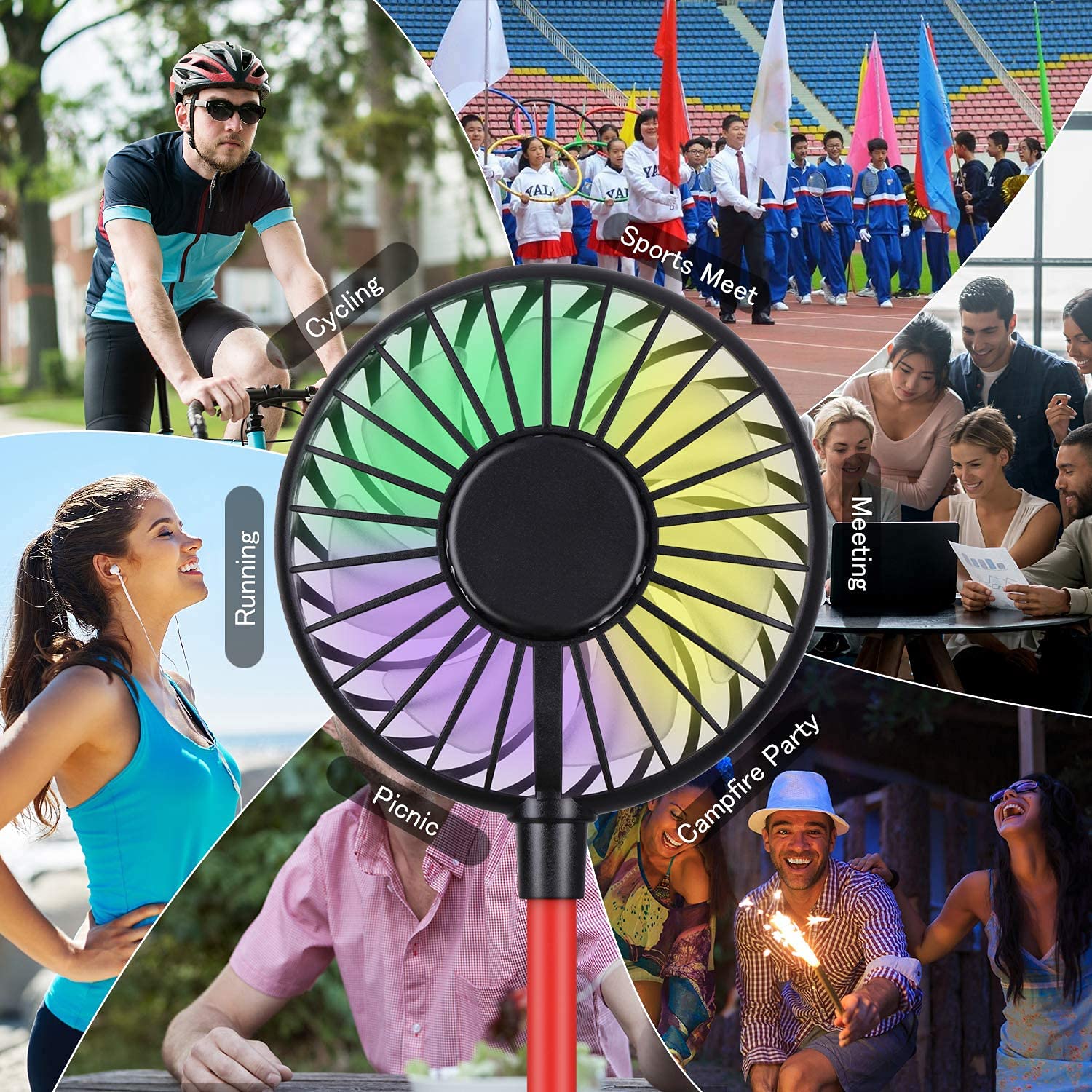 Portable Neck Fan with USB Rechargeable Battery - Hands-Free Personal Cooling Fan, Adjustable Neckband & Headphone Design - Perfect for Office Work, Outdoor Travel, Sports & Summer Activities