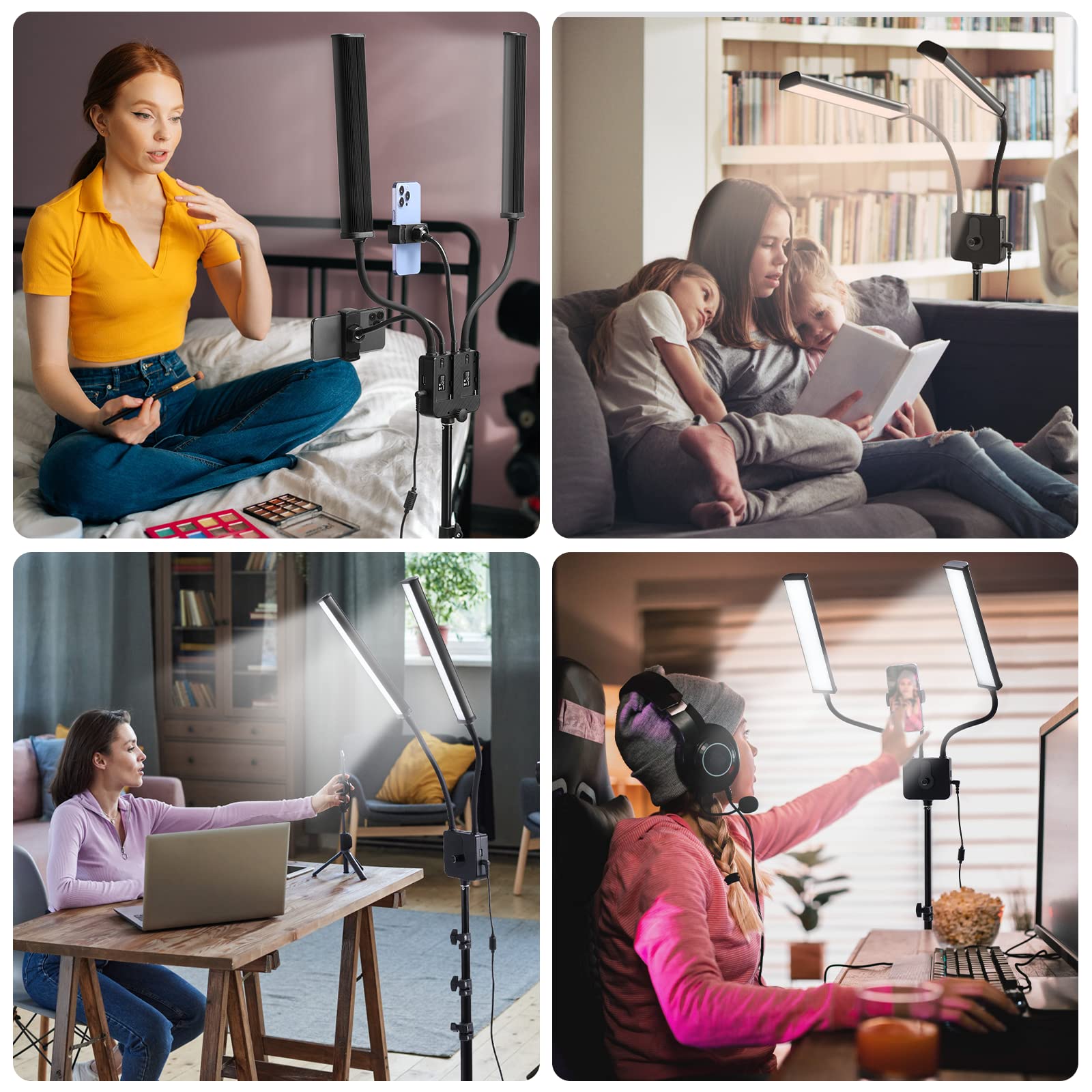 ULANZI 45W LED Video Light with Adjustable Tripod Stand - Dimmable 3200-5600K Photography Lighting Kit with Double Arms & 2 Phone Holders - Perfect for Makeup, Manicure, Tattoo, Live Streaming & YouTube Videos