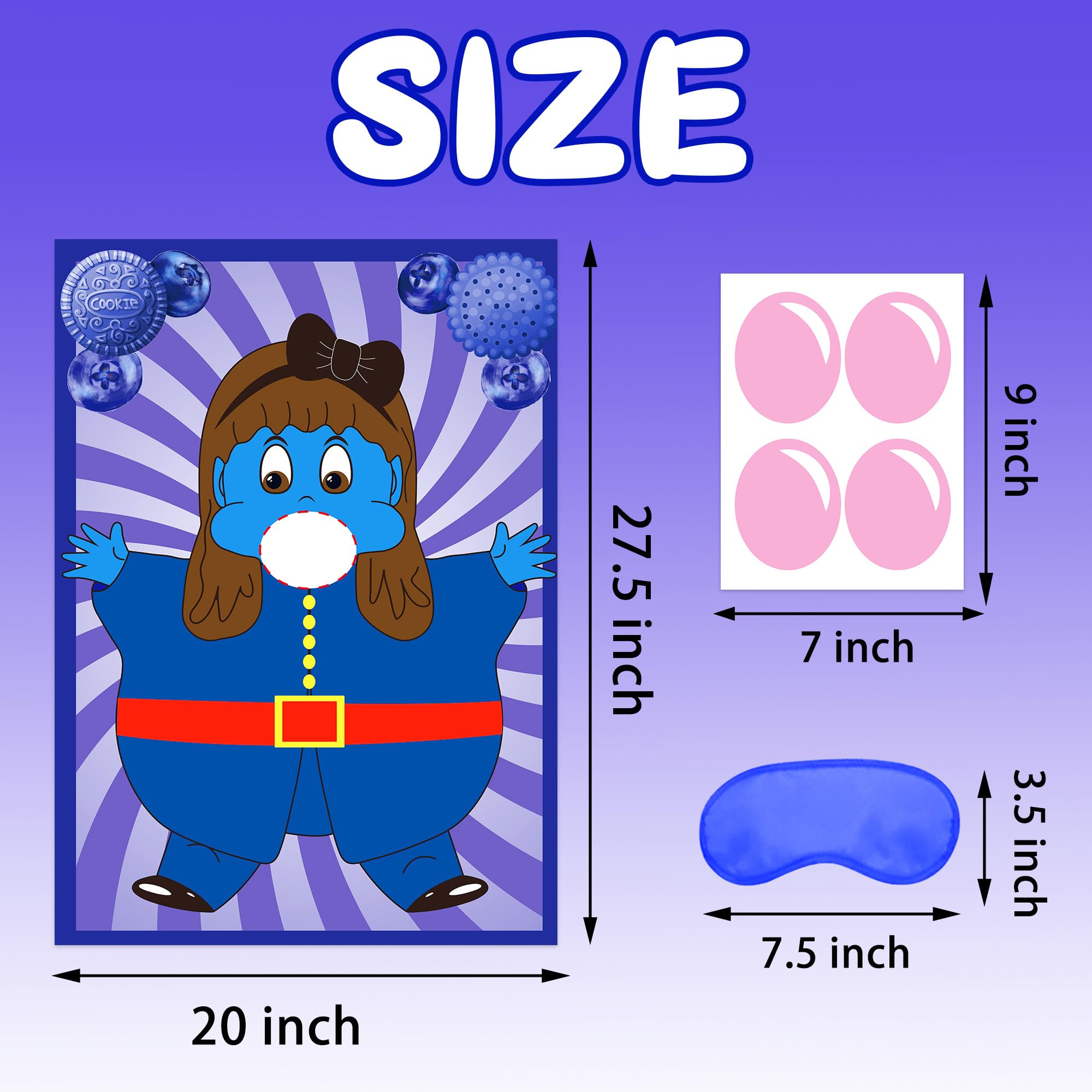 Chocolate Factory Party Decorations - Pin The Gum on Violet Game for Kids | Candyland Birthday Party Supplies, Halloween Cosplay & Kids Party Games | Perfect for Birthday Parties, Classroom Activities & Family Game Nights