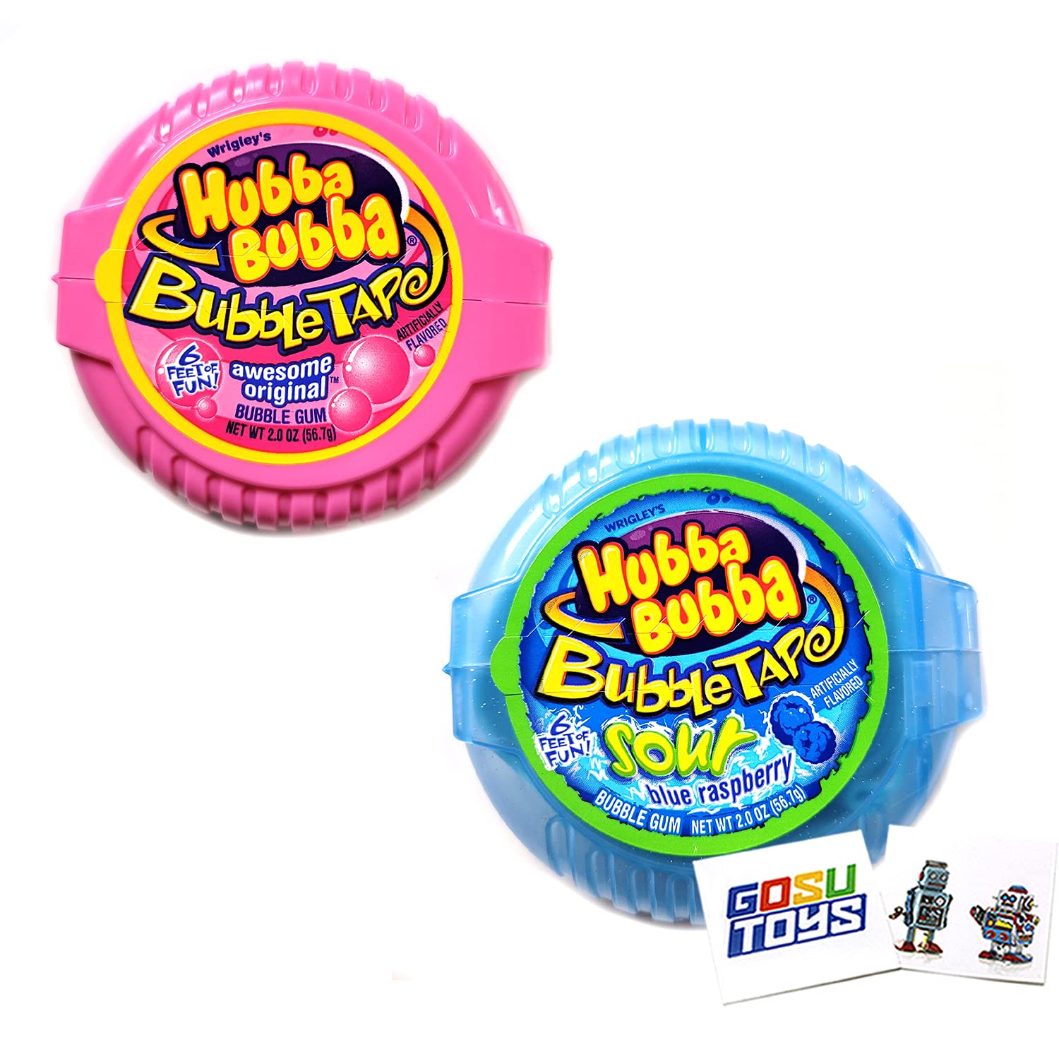 Wrigleys Bubble Tape Gum (2 Pack) - Long-Lasting Chewing Gum with 2 Free Gosutoys Stickers - Perfect for Parties, Gifts & On-the-Go Snacking