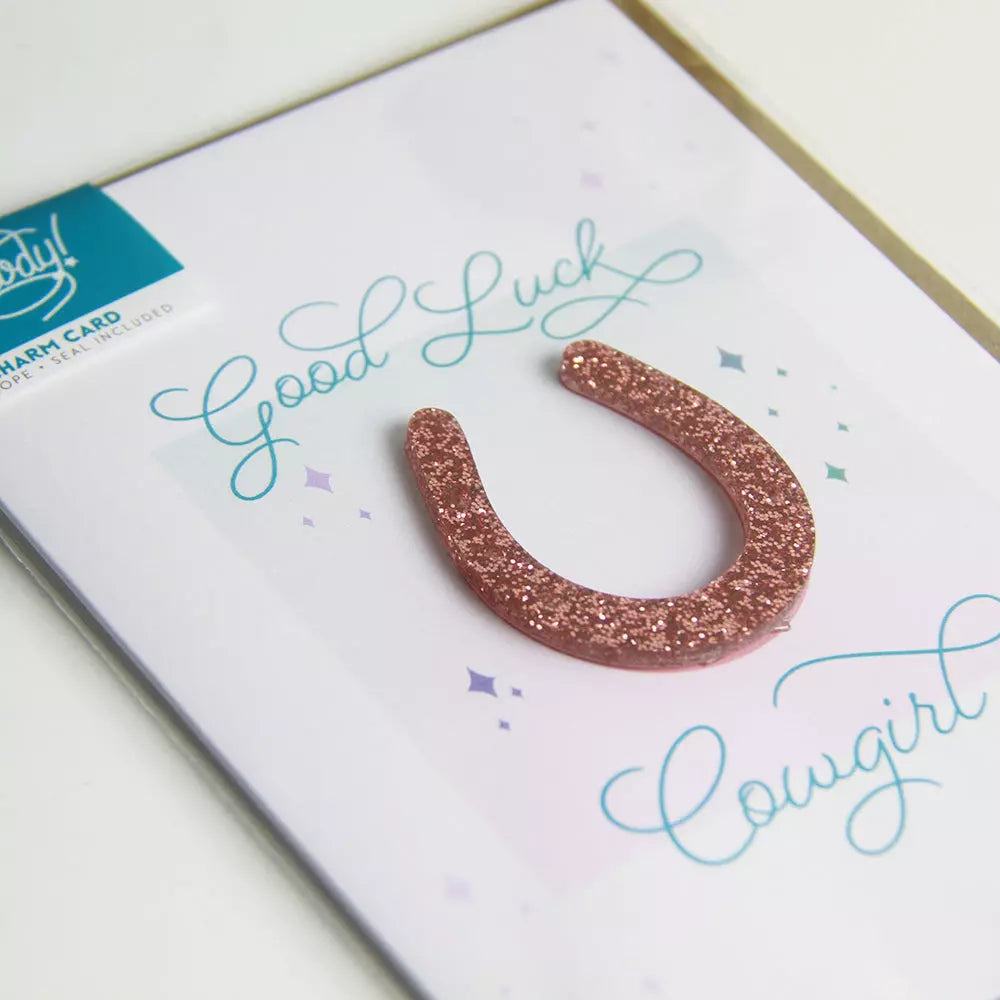 Good Luck Cowgirl Charm Card - Western Style Inspirational Gift for Women - Perfect for Birthdays, Graduation, and Cowgirl Themed Parties