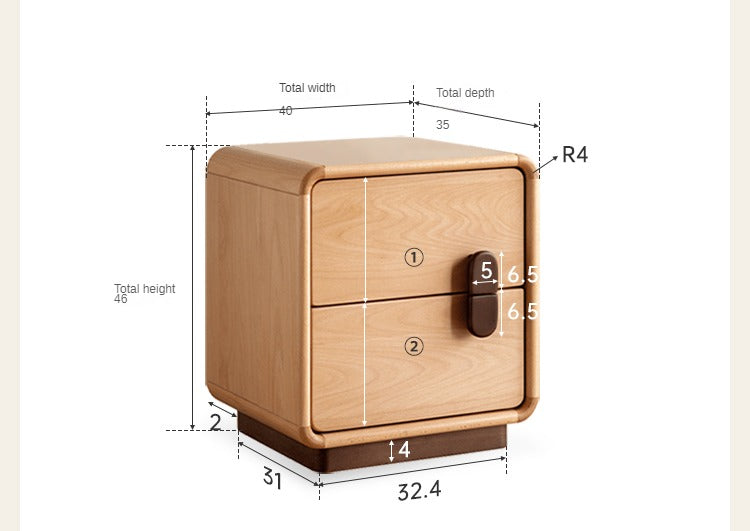 Solid Beech Wood Nightstand with Storage - Bedside Table for Bedroom, Living Room, or Office - Compact & Stylish Home Furniture